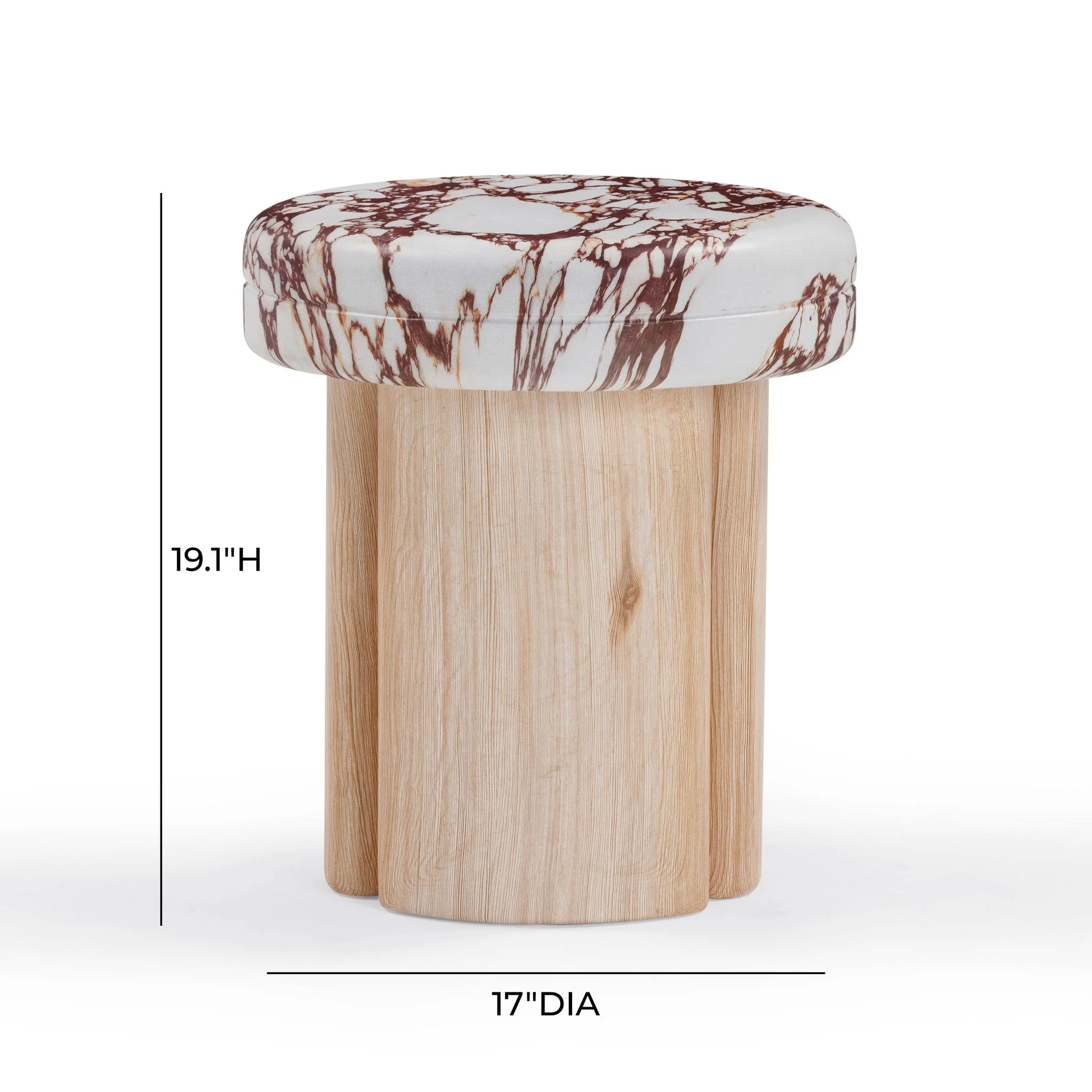 Sheila Wood and Breccia Capraia Textured Concrete Side Table - Image 7