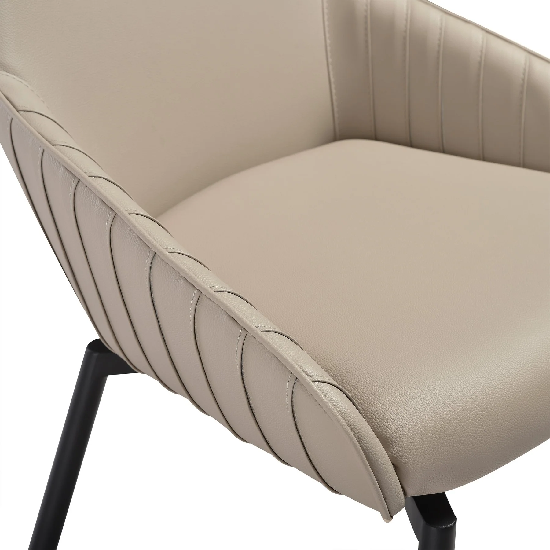 Shilo Swivel Upholstered Dining Chair in Champagne Faux Leather with Black Metal Legs - Set of 2 - Image 9