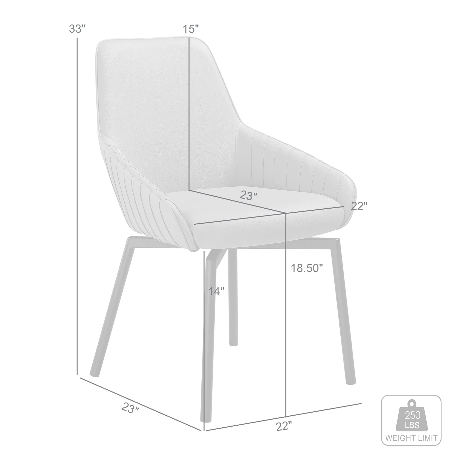 Shilo Swivel Upholstered Dining Chair in Taupe Gray Faux Leather with Black Metal Legs - Set of 2 - Image 10