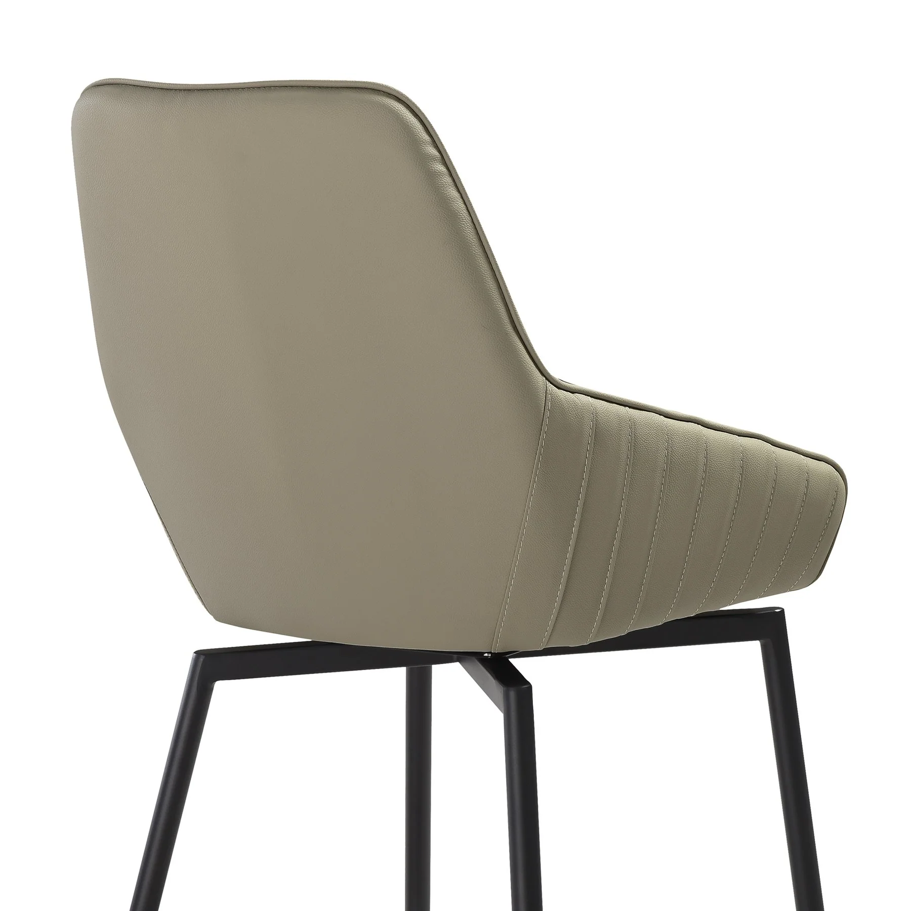 Shilo Swivel Upholstered Dining Chair in Taupe Gray Faux Leather with Black Metal Legs - Set of 2 - Image 7