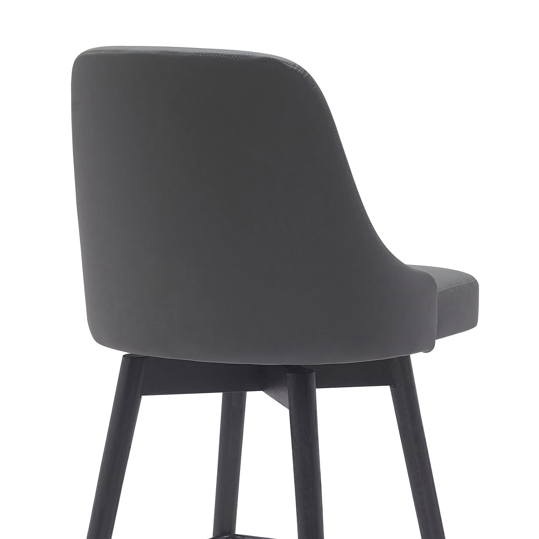 Sicily 26" Swivel Black Wood Counter Stool in Gray Faux Leather - Image 5
