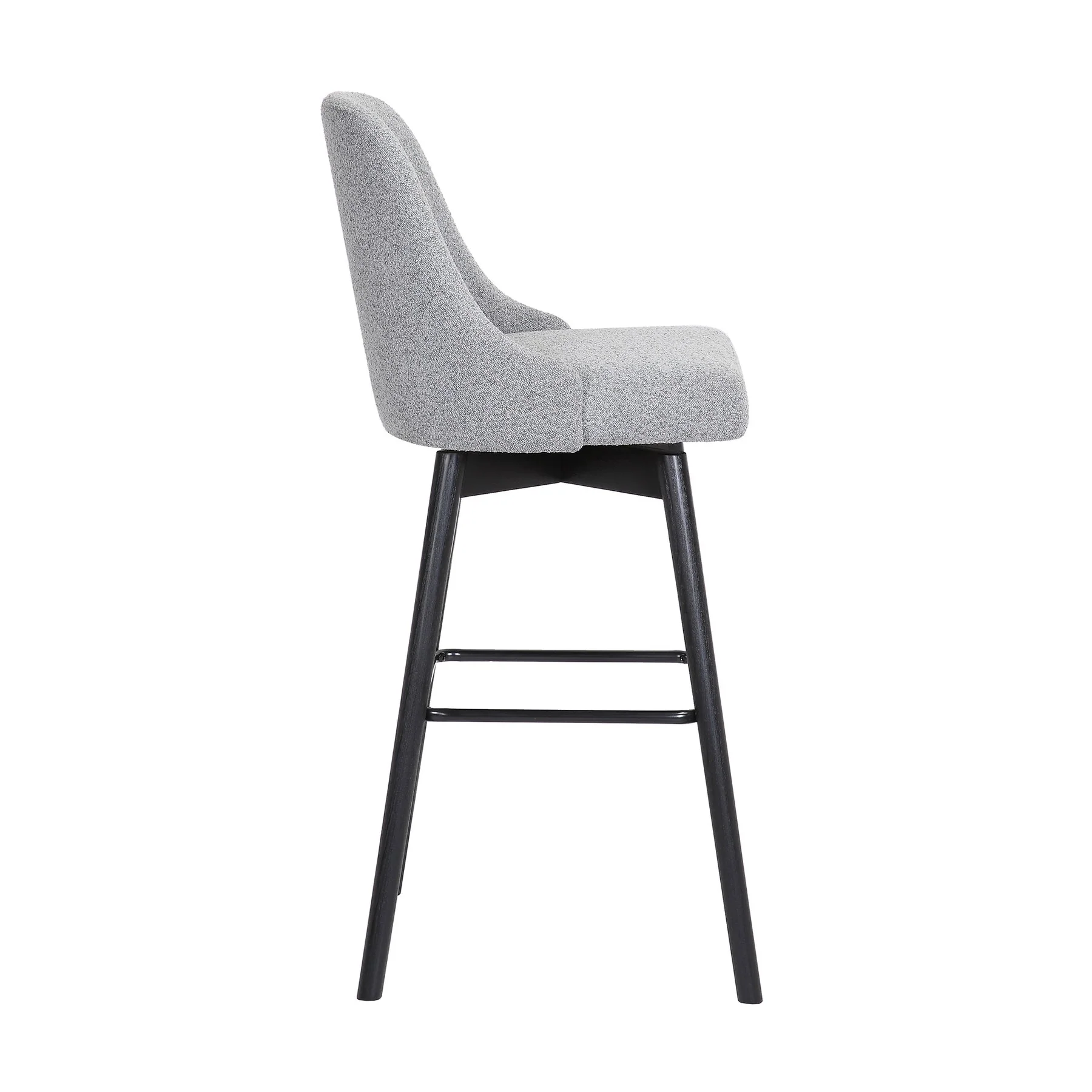 Sicily 26" Swivel Black Wood Counter Stool in Light Gray Fabric - Image 3