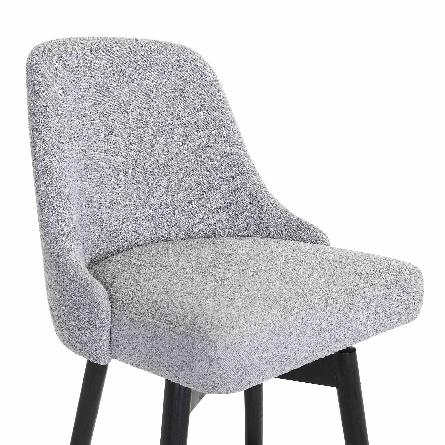 Sicily 26" Swivel Black Wood Counter Stool in Light Gray Fabric - Image 6