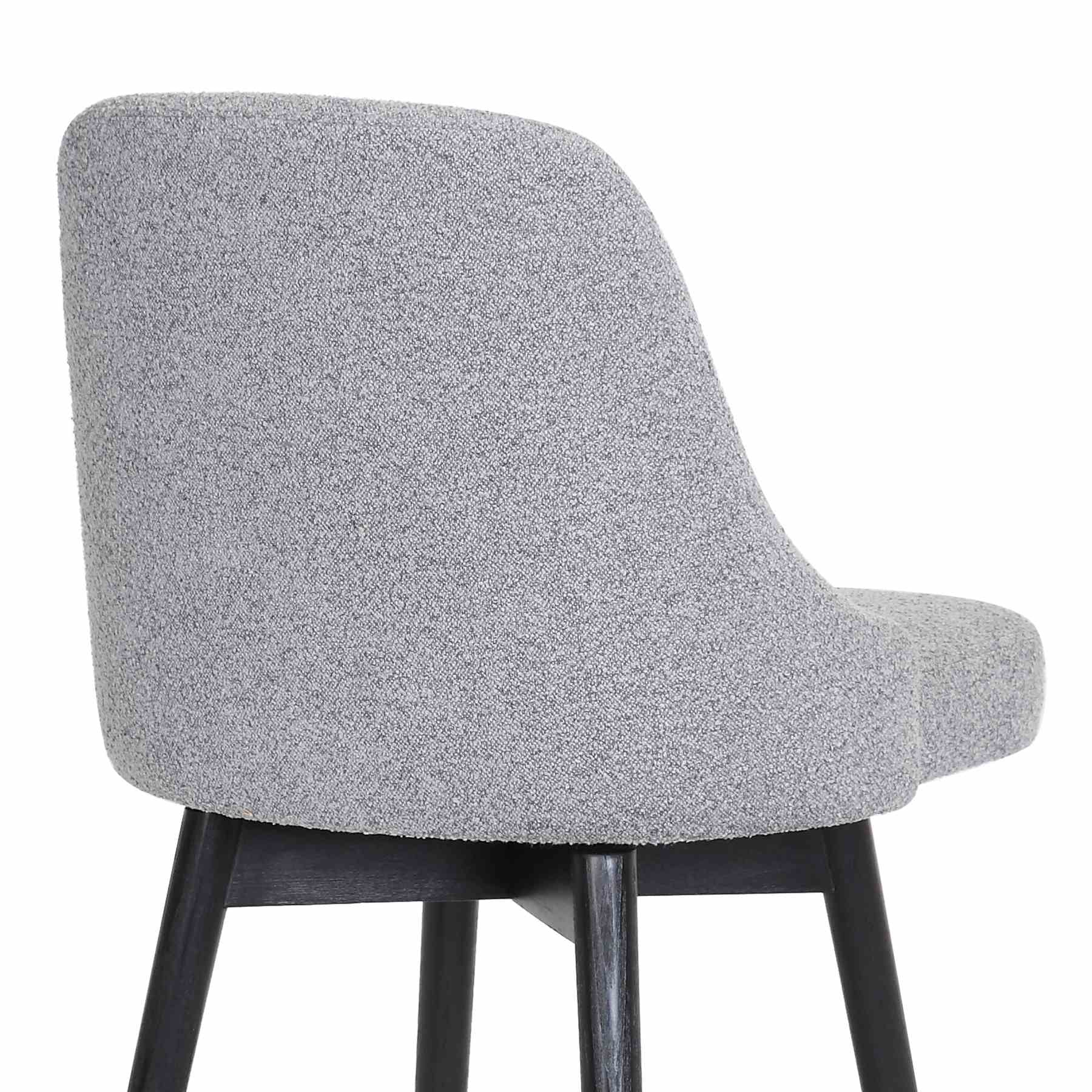 Sicily 26" Swivel Black Wood Counter Stool in Light Gray Fabric - Image 7