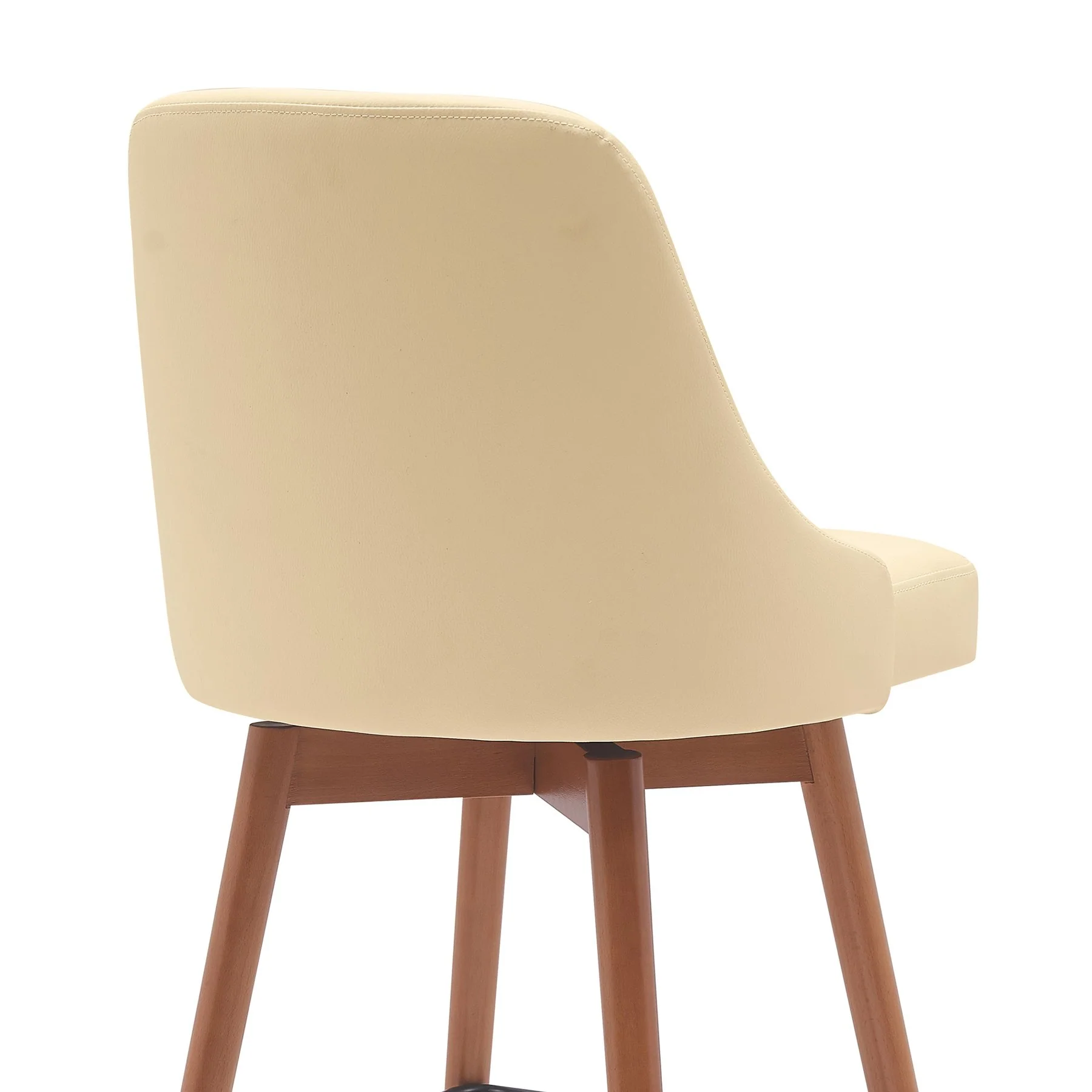 Sicily 26" Swivel Walnut Wood Counter Stool in Cream Faux Leather - Image 5