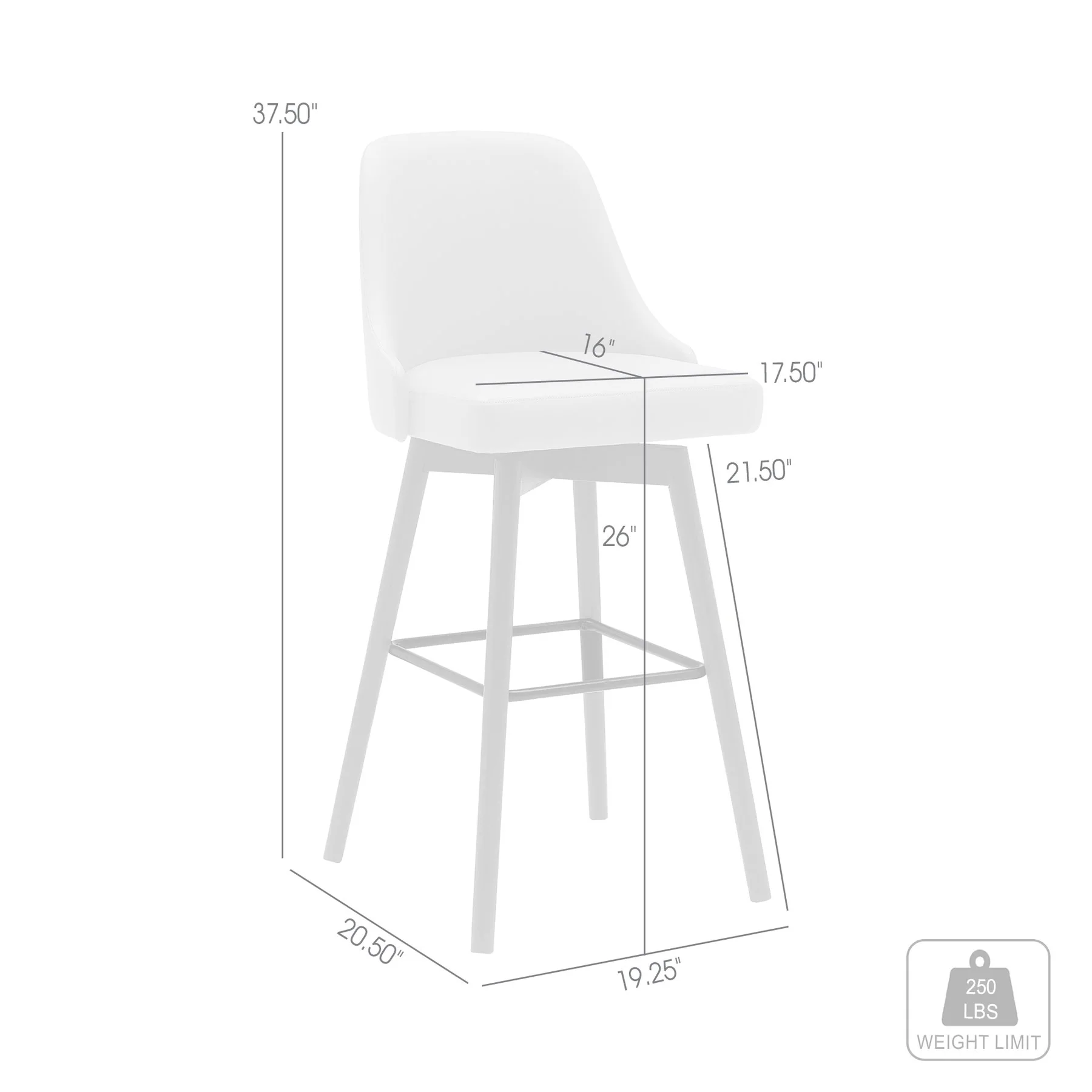 Sicily 26" Swivel Walnut Wood Counter Stool in Cream Faux Leather - Image 7