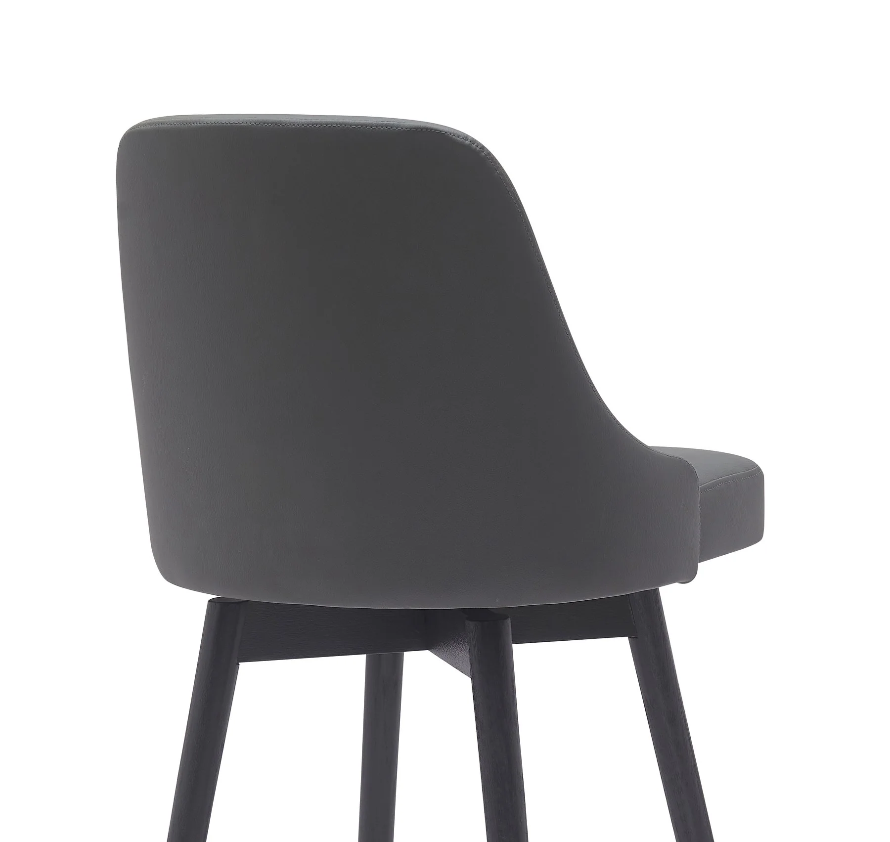 Sicily 30" Swivel Black Wood Bar Stool in Gray Faux Leather - Image 7