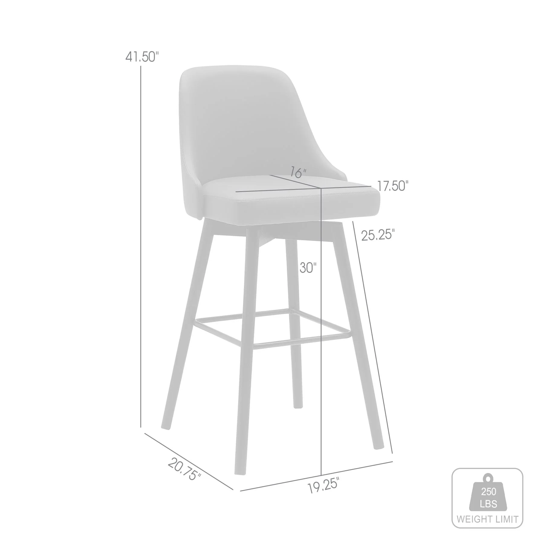 Sicily 30" Swivel Black Wood Bar Stool in Gray Faux Leather - Image 9