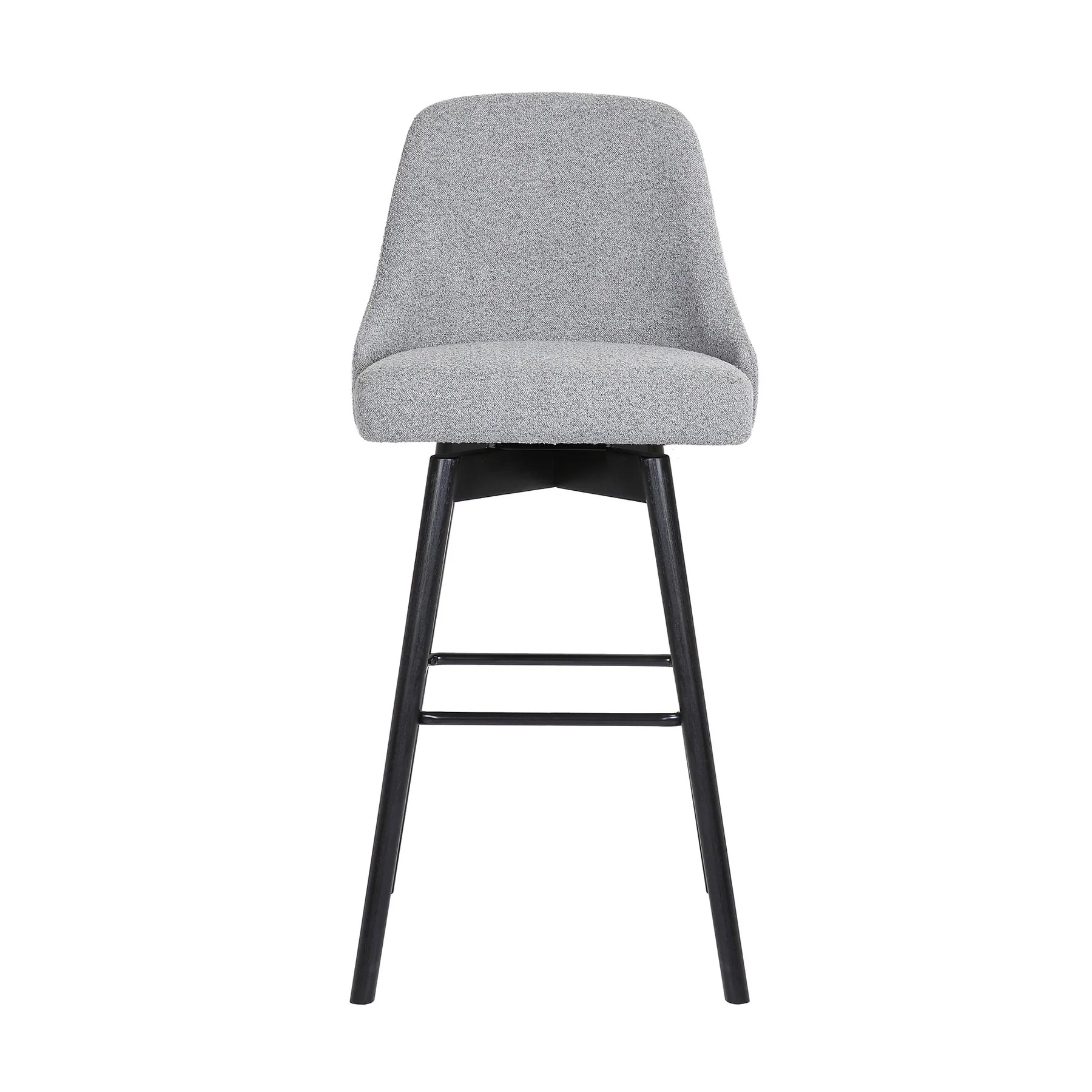 Sicily 30" Swivel Black Wood Bar Stool in Light Gray Fabric - Image 2