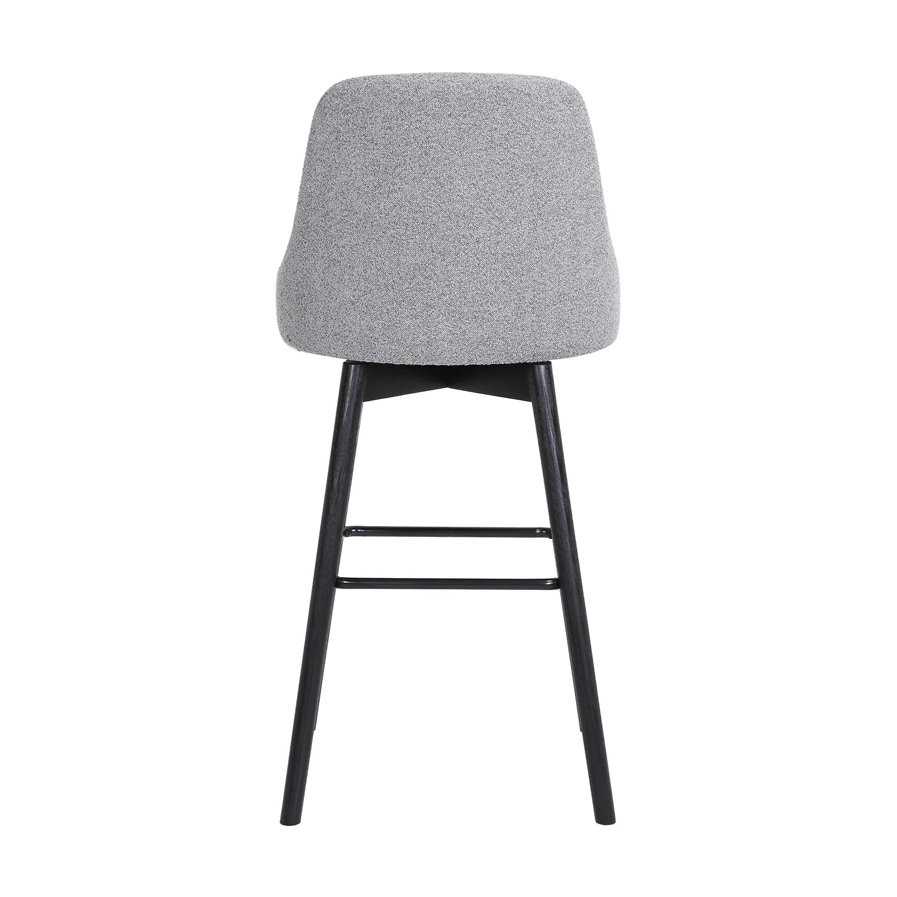 Sicily 30" Swivel Black Wood Bar Stool in Light Gray Fabric - Image 5