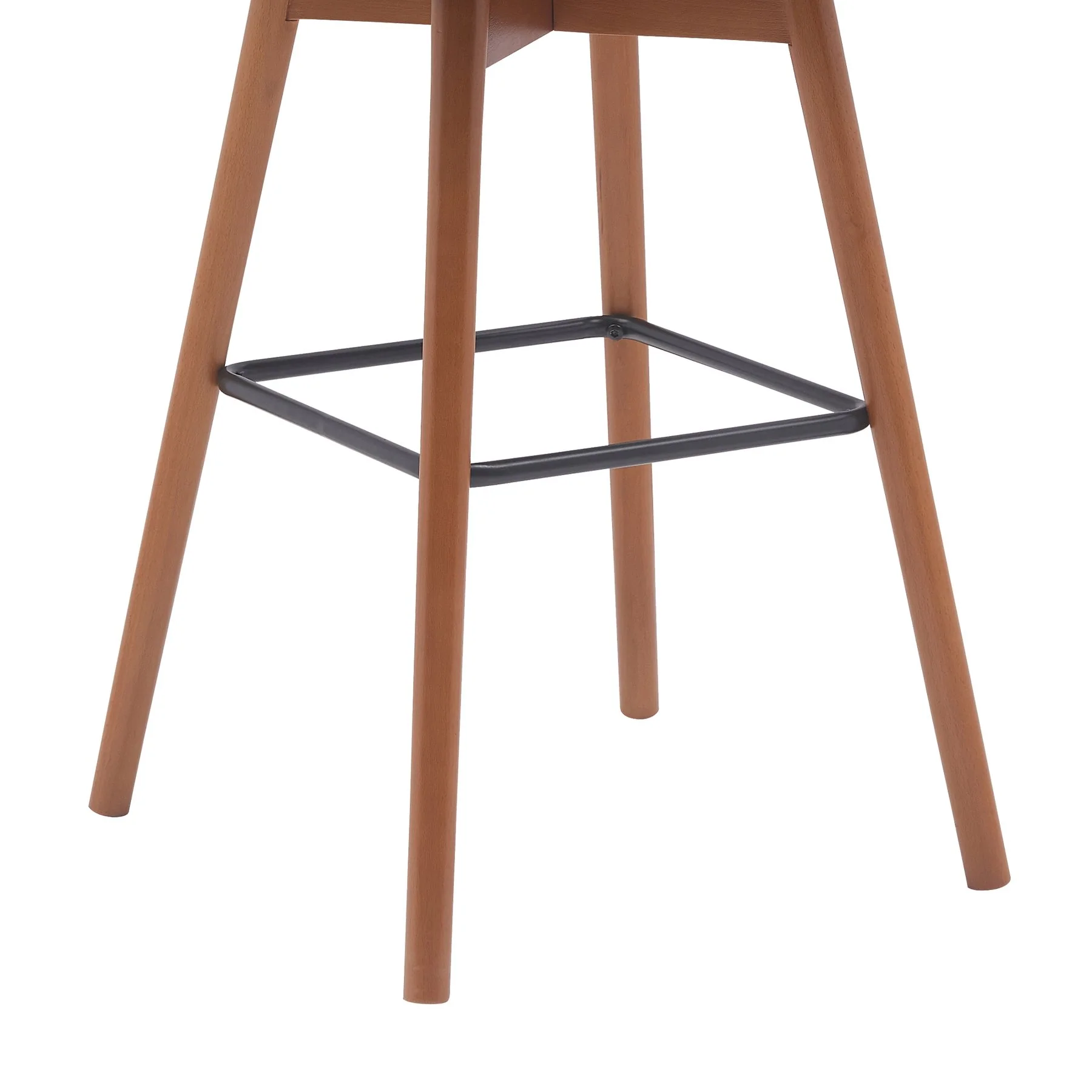 Sicily 30" Swivel Walnut Wood Bar Stool in Cream Faux Leather - Image 6