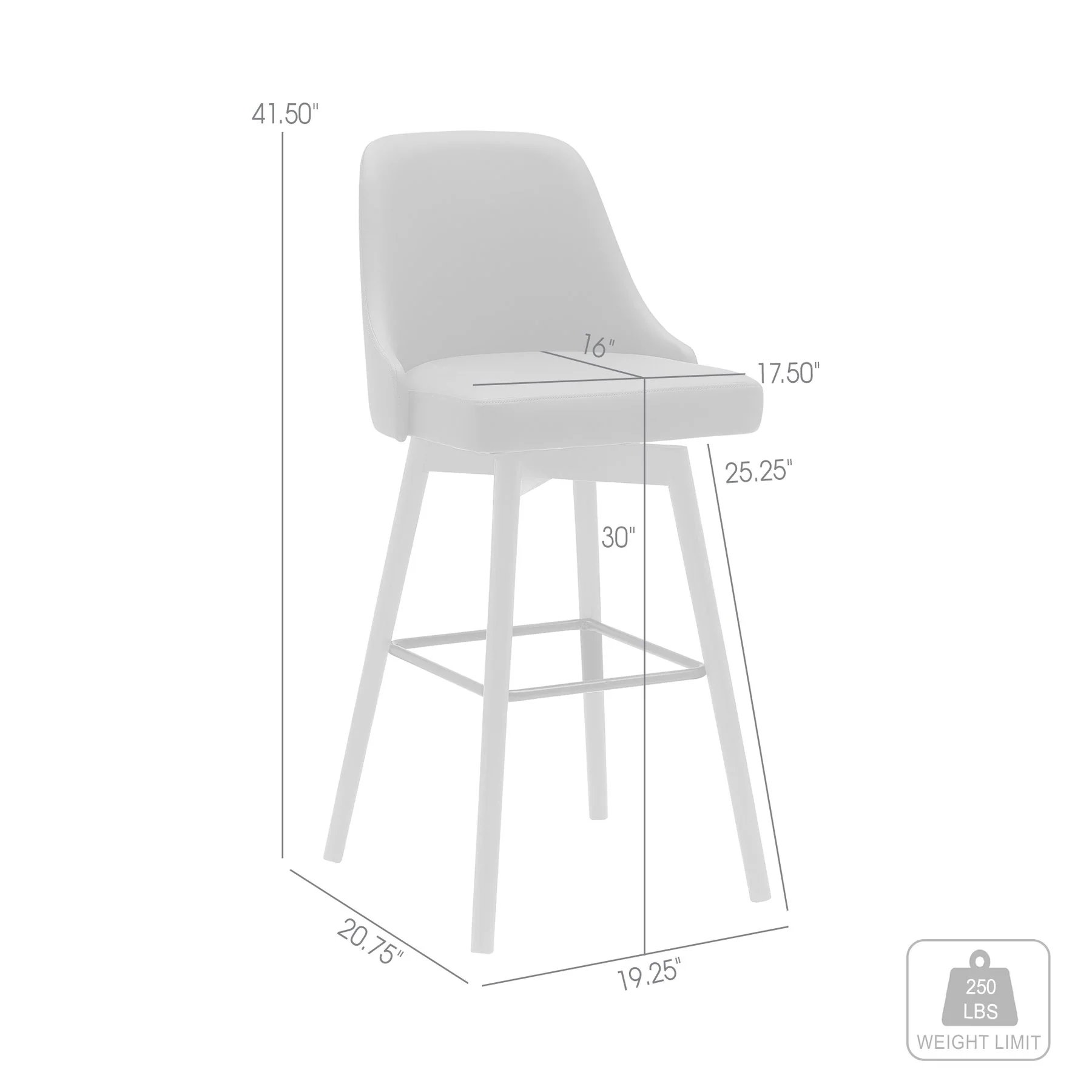 Sicily 30" Swivel Walnut Wood Bar Stool in Gray Faux Leather - Image 7