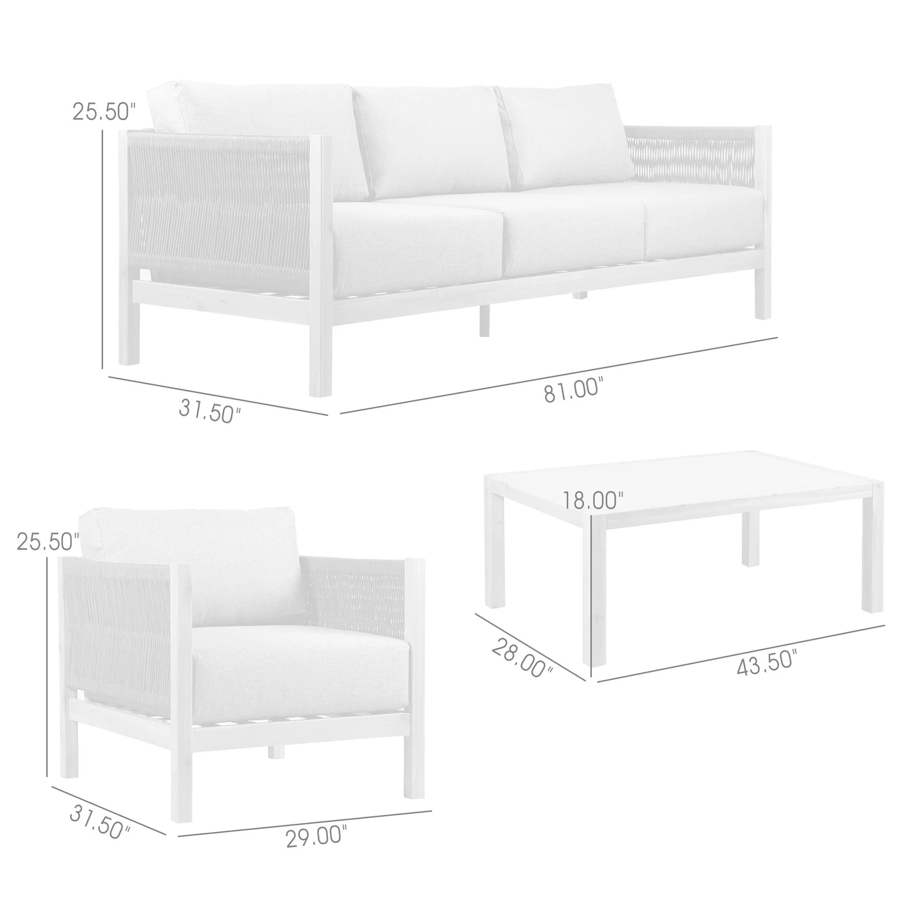 Sienna 4 Piece Eucalyptus Wood Outdoor Sofa Seating Set with Teak Finish and Gray Cushions - Image 8