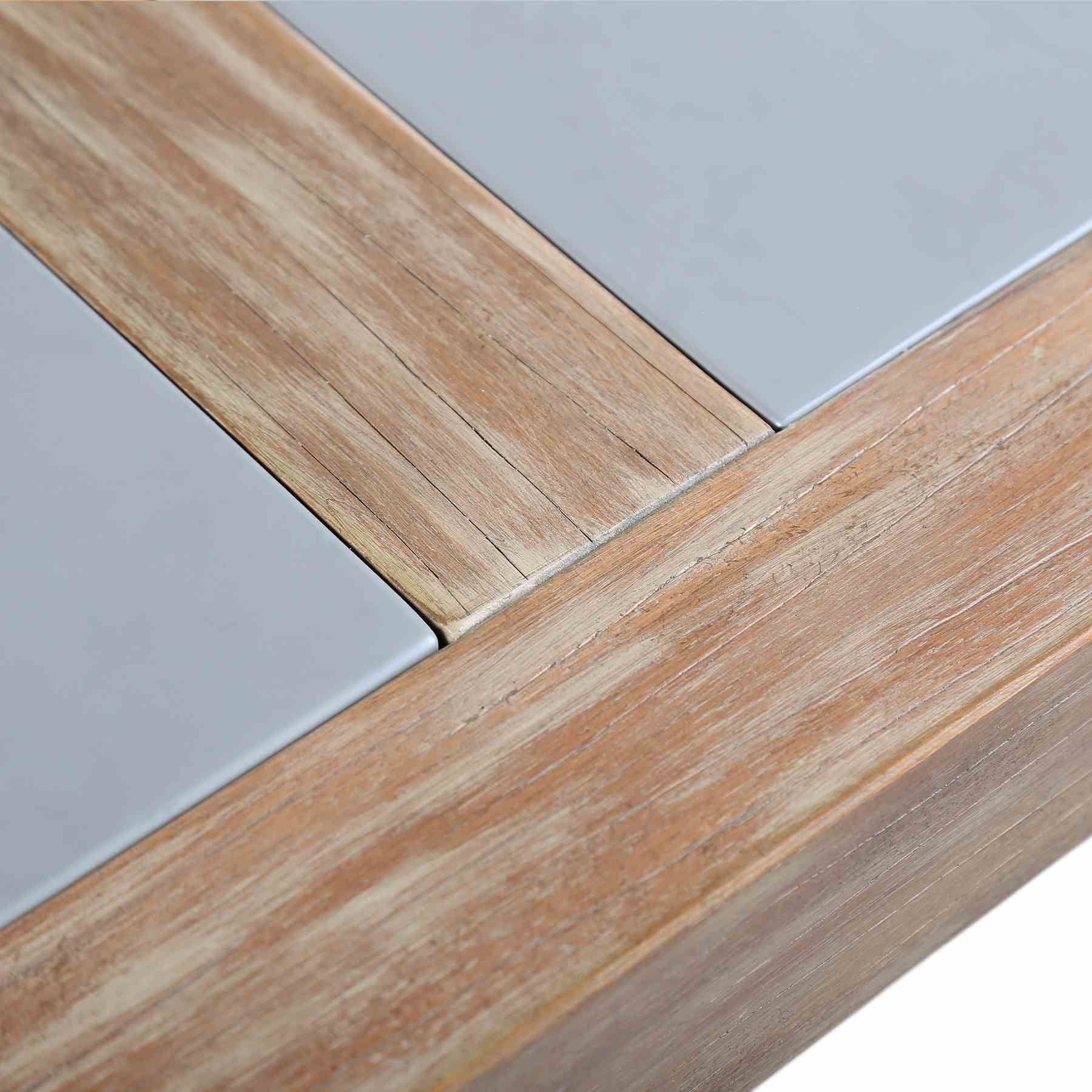 Sienna Outdoor Eucalyptus Dining Table with Gray Teak Finish and Super Stone Top - Image 4
