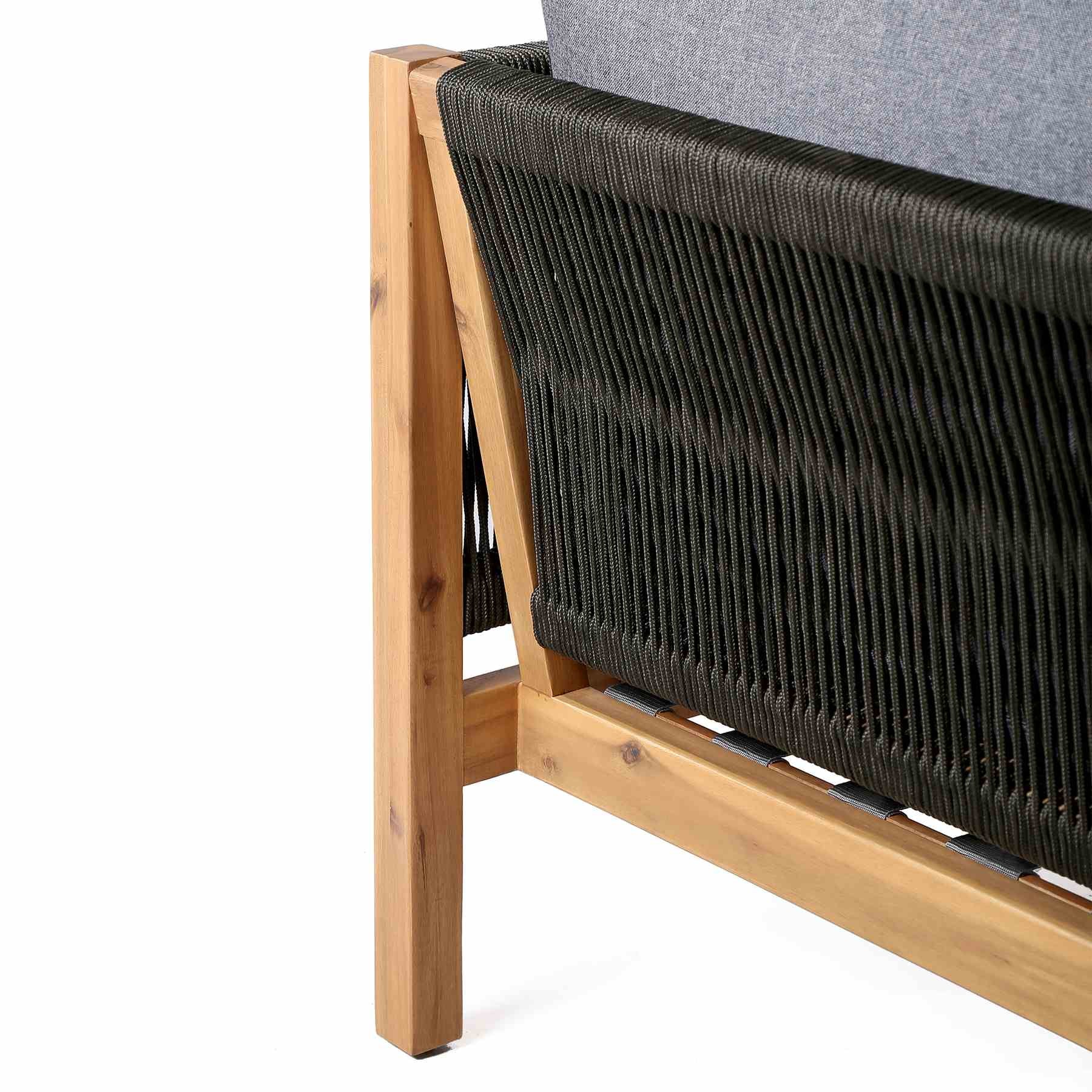 Sienna Outdoor Eucalyptus Sofa in Teak Finish with Gray Cushions - Image 6