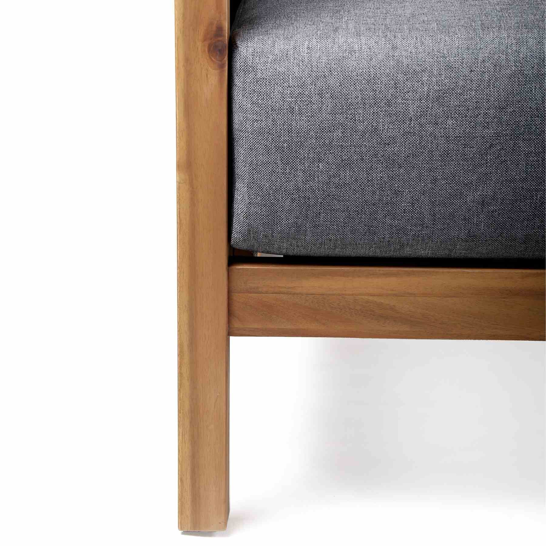 Sienna Outdoor Eucalyptus Sofa in Teak Finish with Gray Cushions - Image 7
