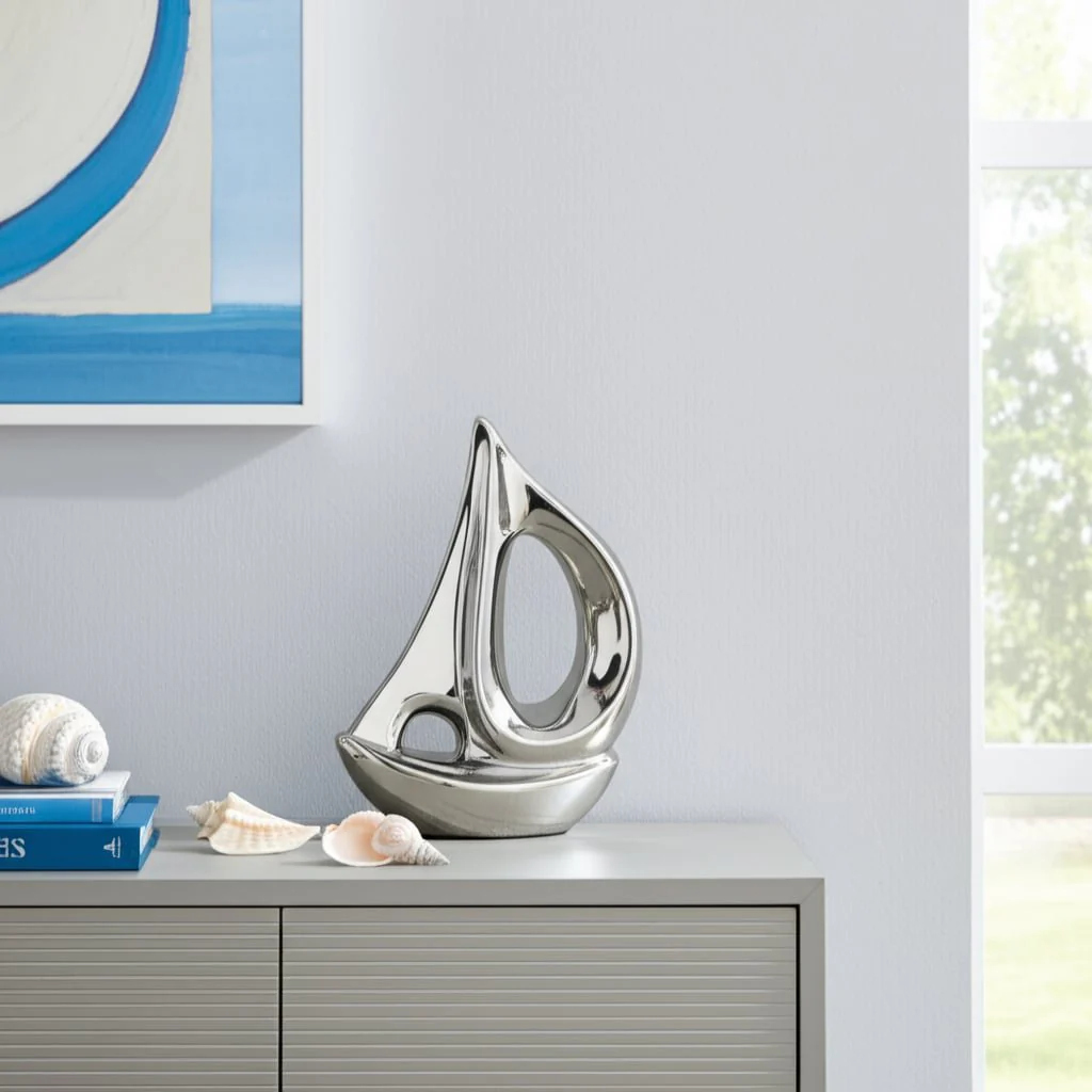Silver Ceramic Sailboat 8 - Image 11