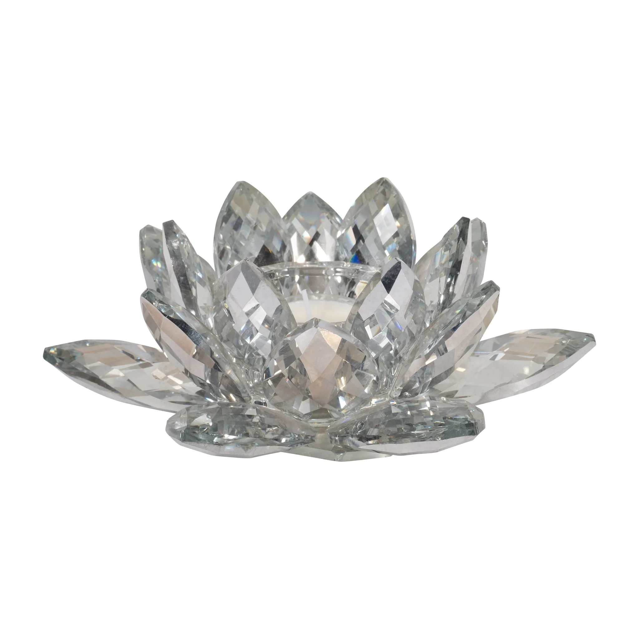 Silver Crystal Lotus Candle Holder 8 - Image 3