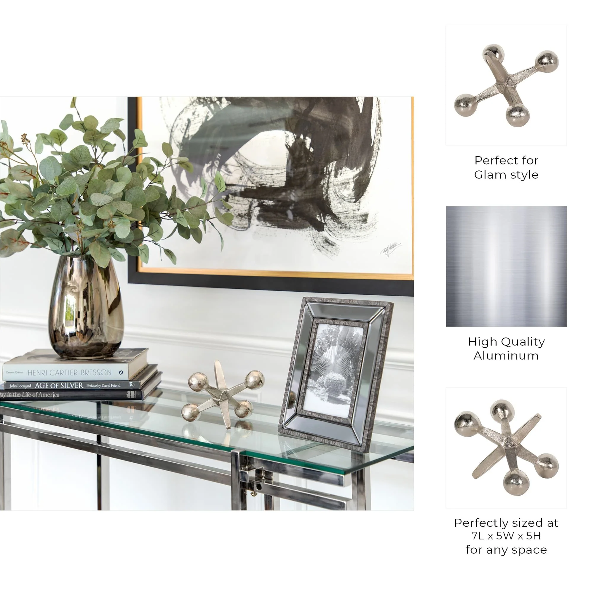 Silver Metal Jacks Decor, 5 - Image 2