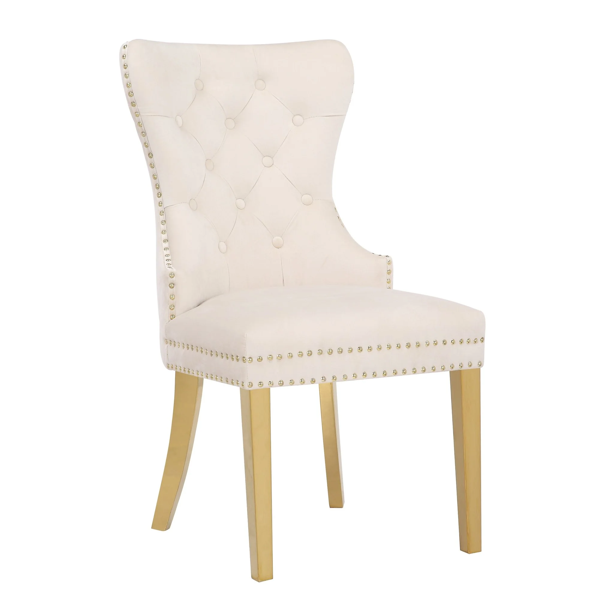 Simba Gold Legs Chair Finish with Velvet Fabric in Beige - Image 4