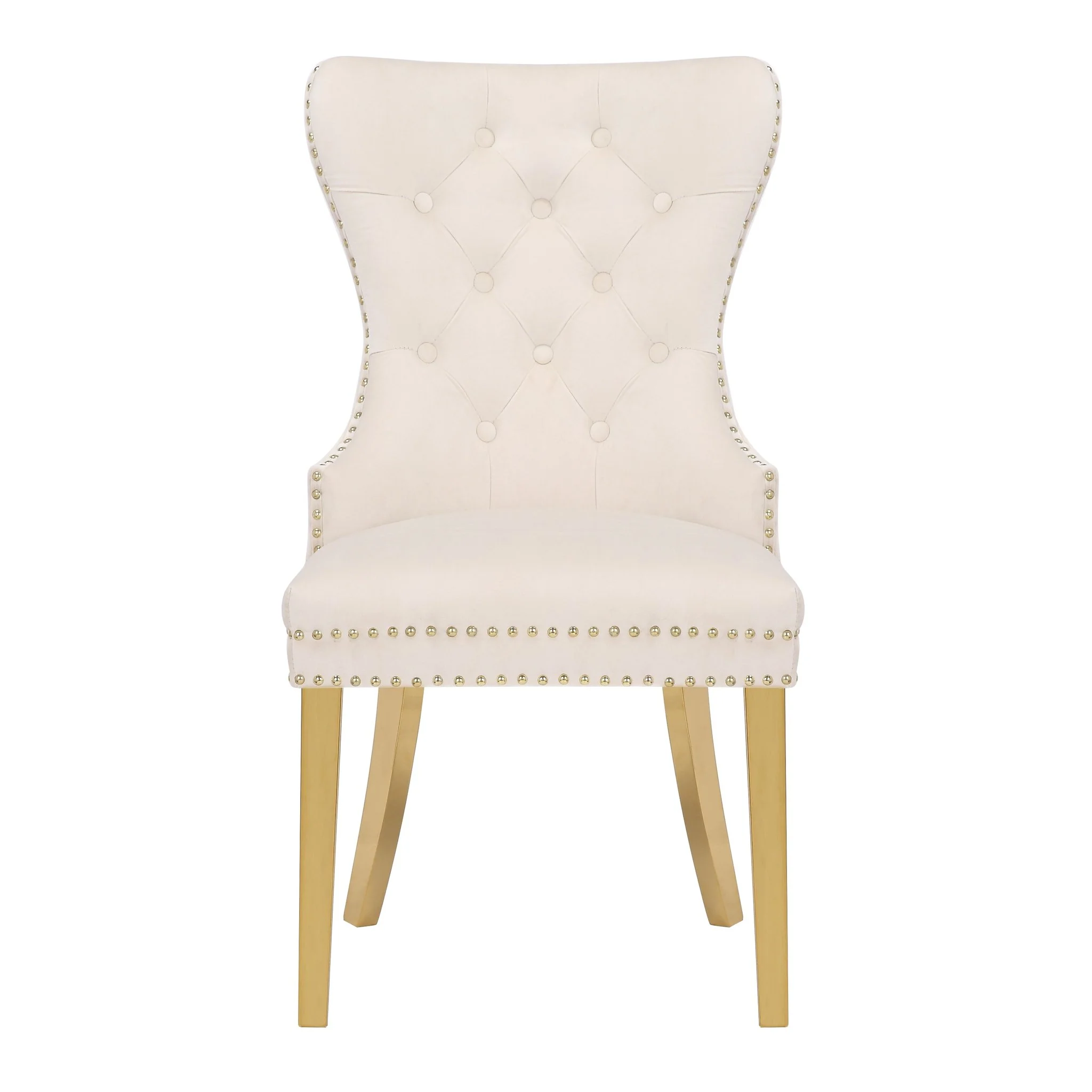 Simba Gold Legs Chair Finish with Velvet Fabric in Beige - Image 5