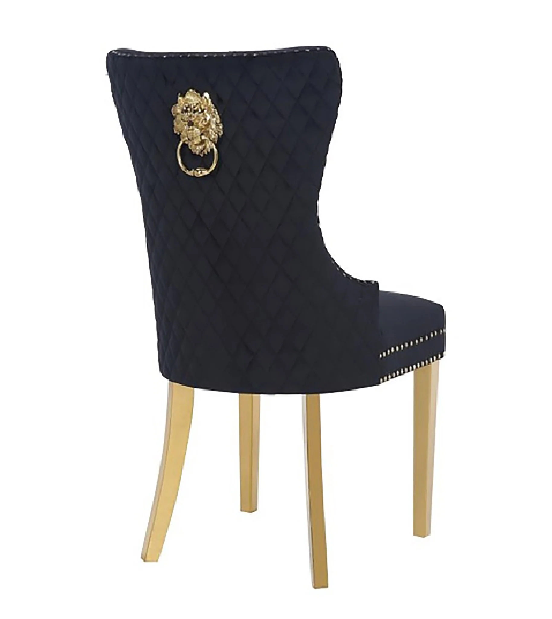 Simba Gold Legs Chair Finish with Velvet Fabric in Black - Image 6