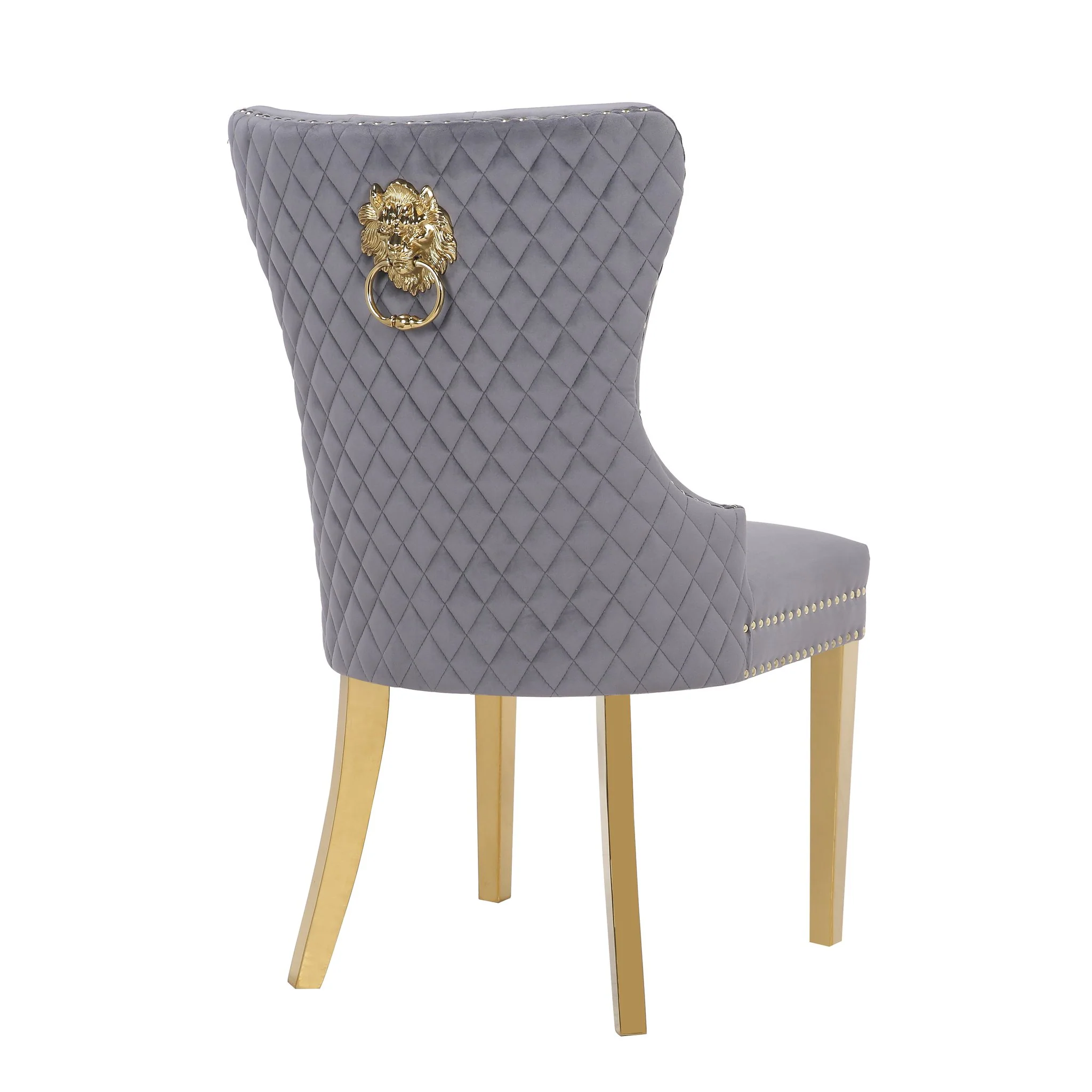 Simba Gold Legs Chair Finish with Velvet Fabric in Dark Gray - Image 3