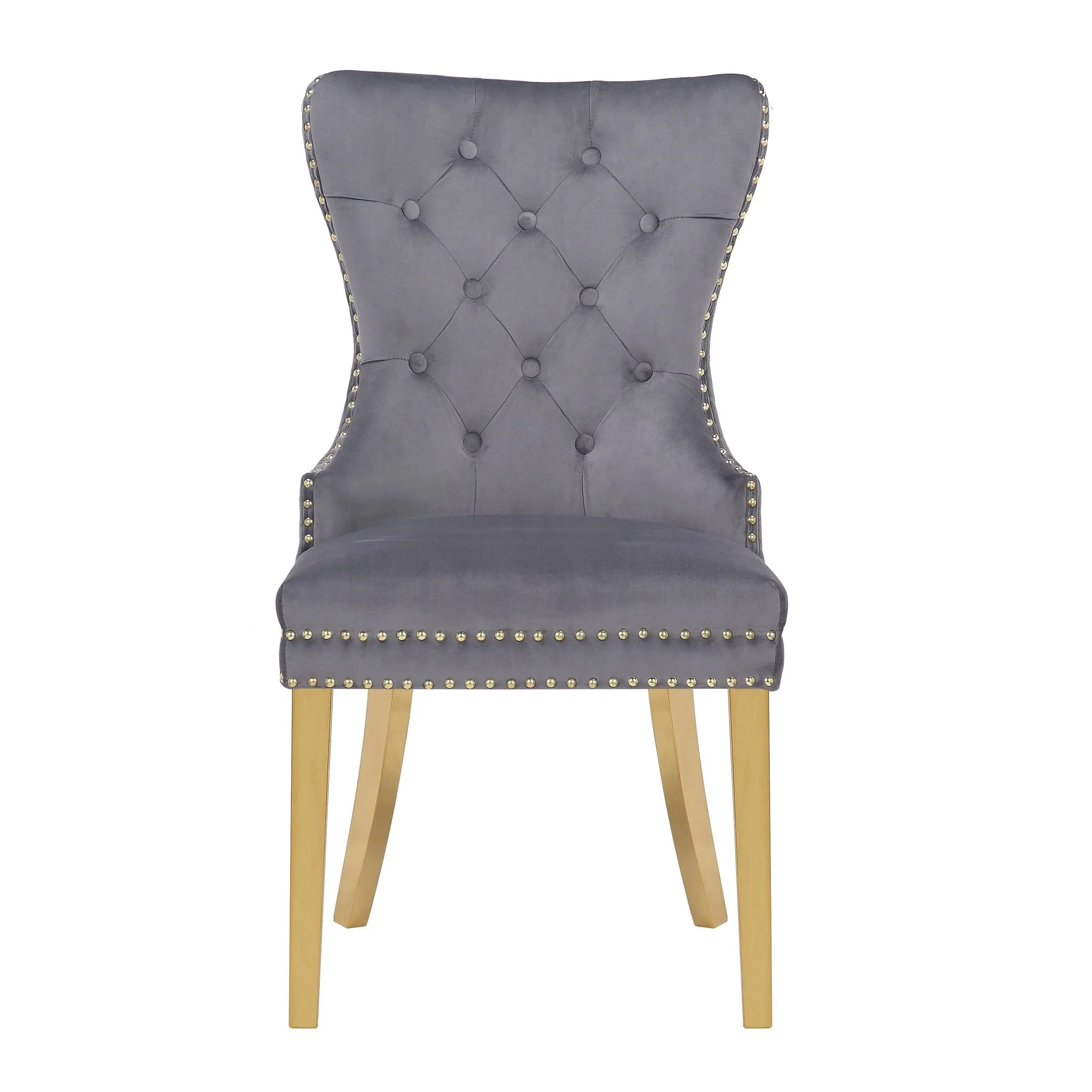 Simba Gold Legs Chair Finish with Velvet Fabric in Dark Gray - Image 4