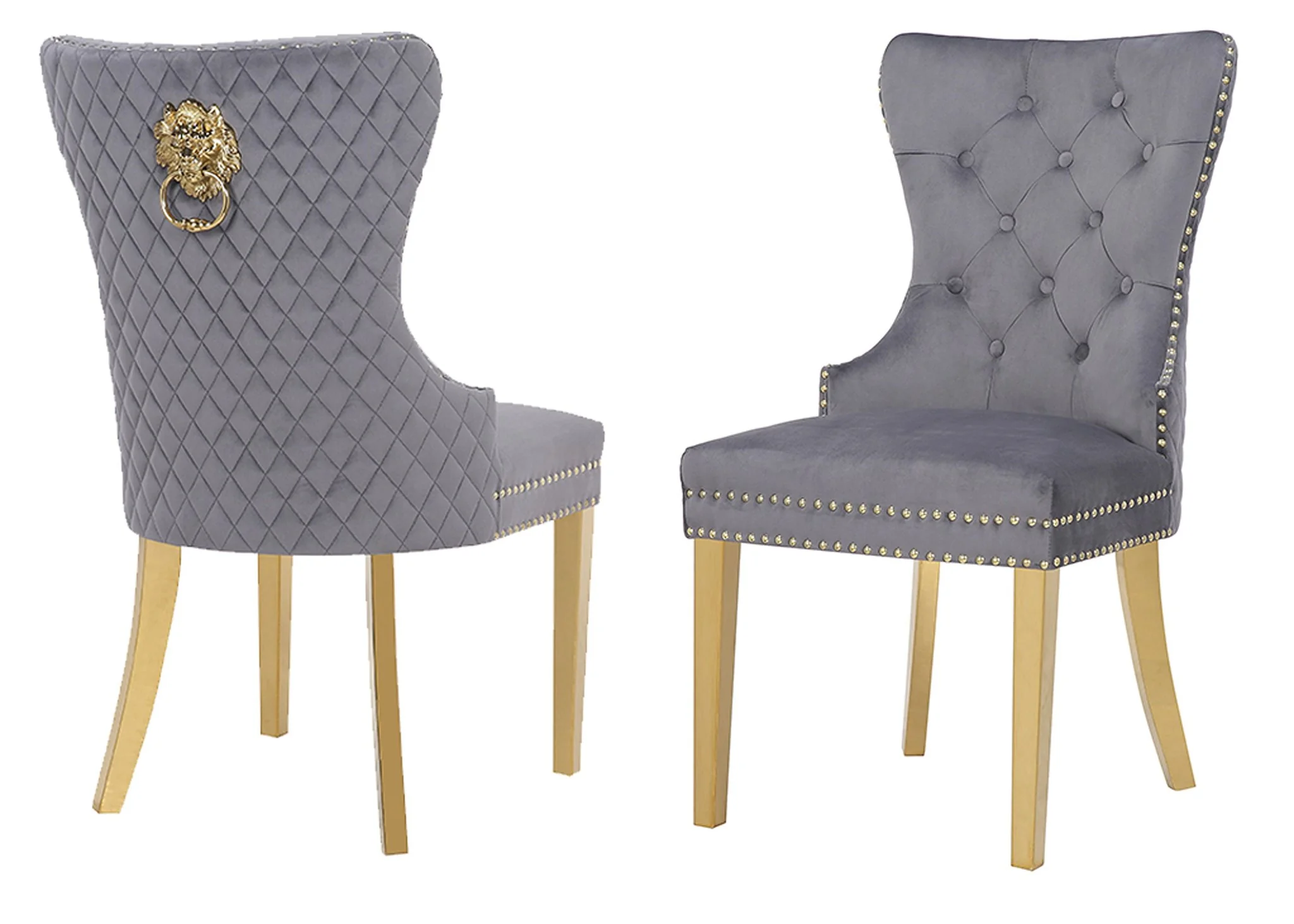 Simba Gold Legs Chair Finish with Velvet Fabric in Dark Gray - Image 7
