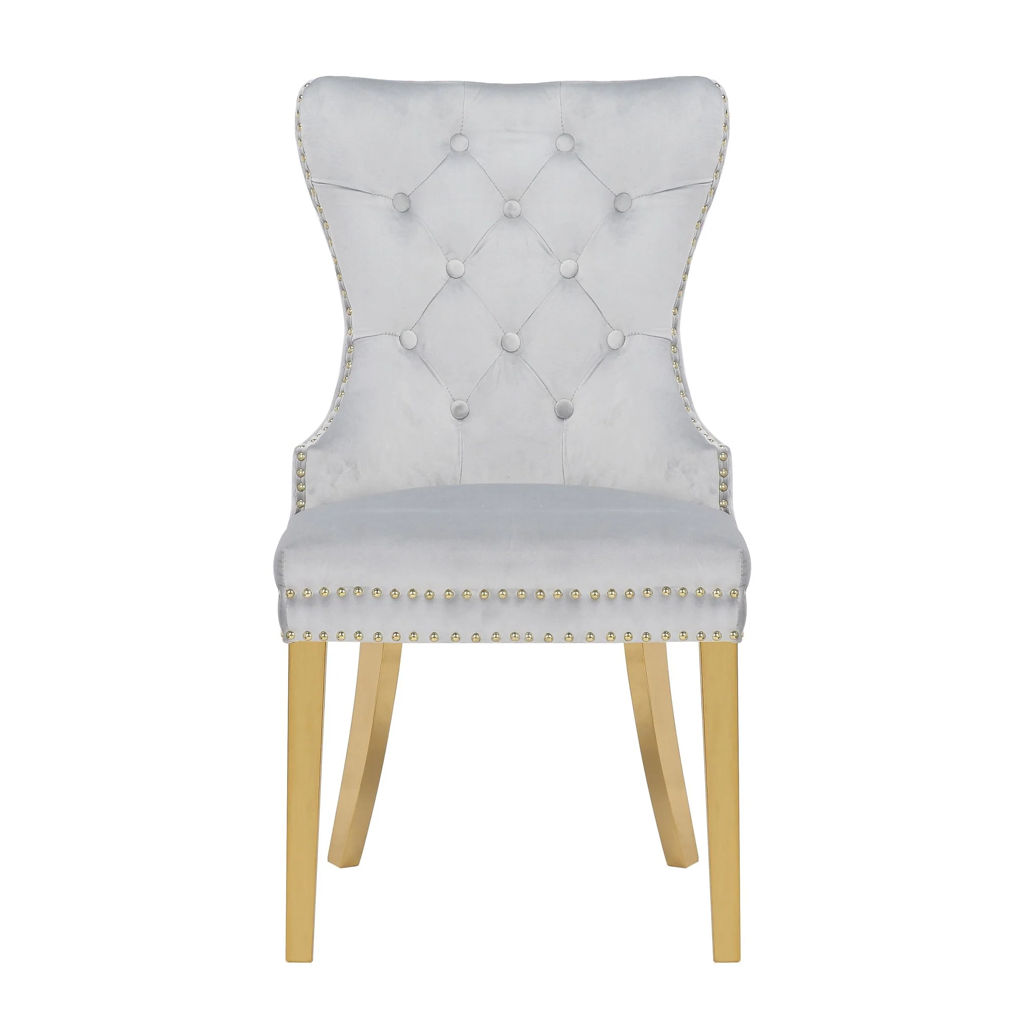 Simba Gold Legs Chair Finish with Velvet Fabric in  Light Gray - Image 3
