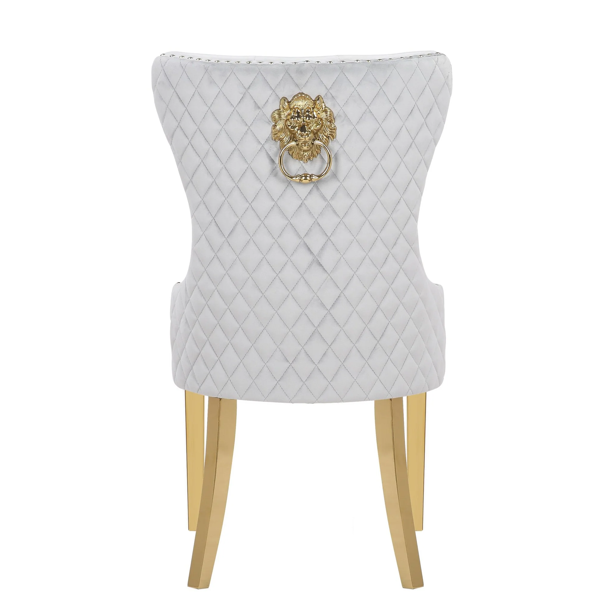 Simba Gold Legs Chair Finish with Velvet Fabric in  Light Gray - Image 4