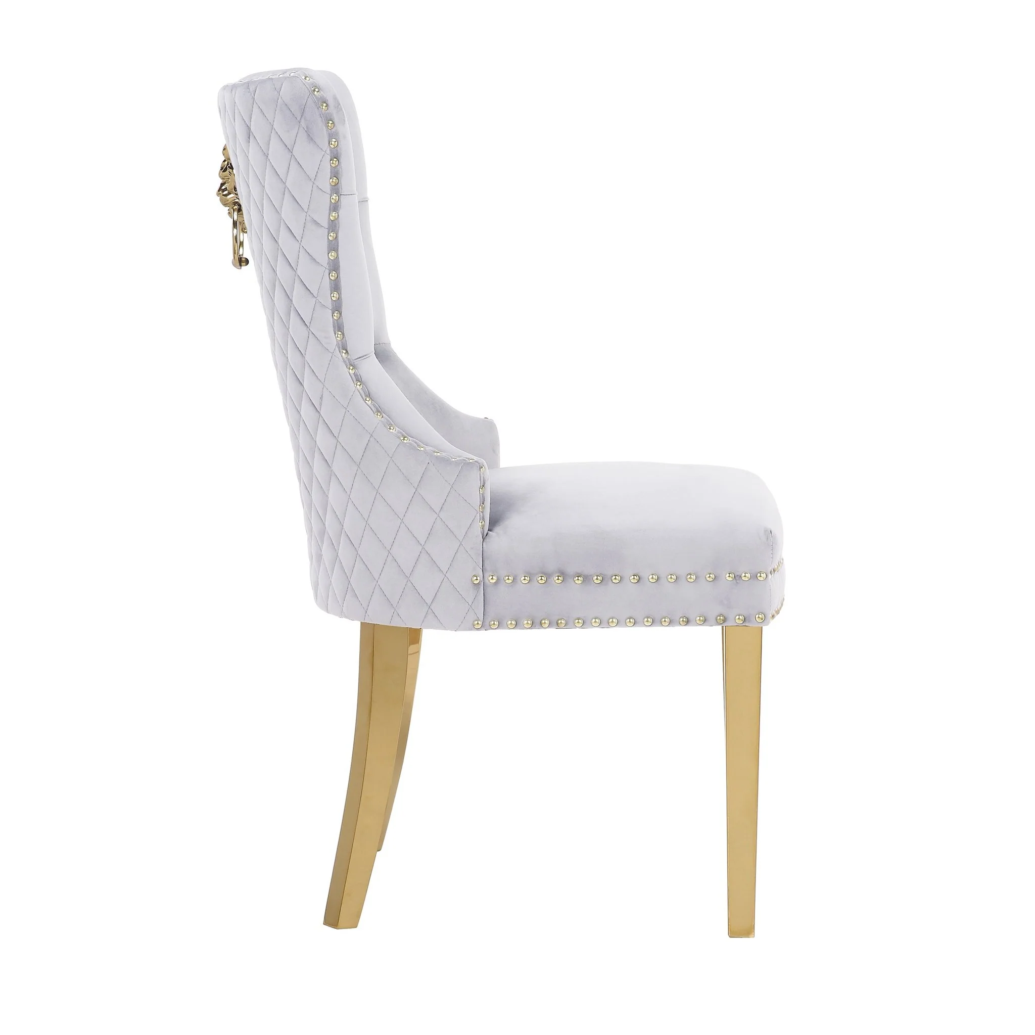 Simba Gold Legs Chair Finish with Velvet Fabric in  Light Gray - Image 5
