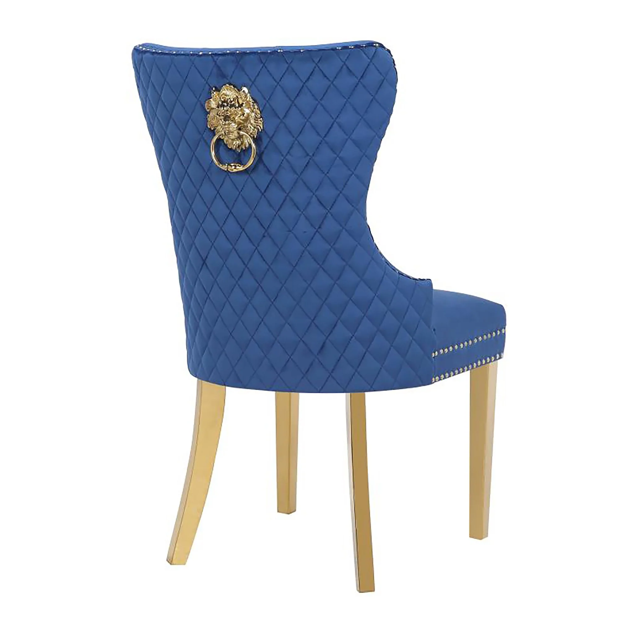 Simba Gold Legs Chair Finish with Velvet Fabric in Navy - Image 3