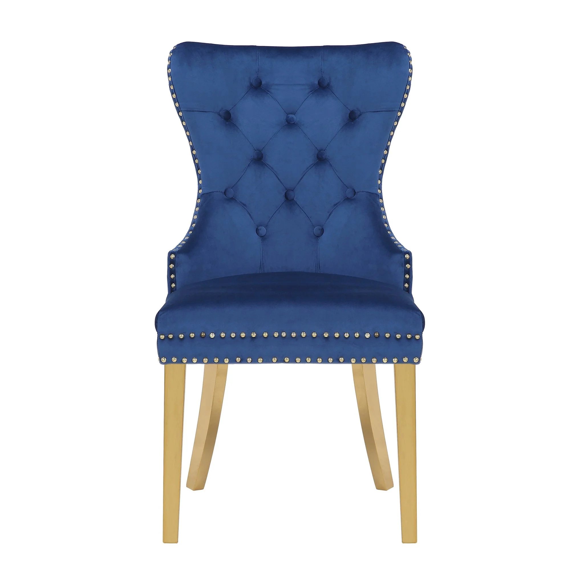 Simba Gold Legs Chair Finish with Velvet Fabric in Navy - Image 4