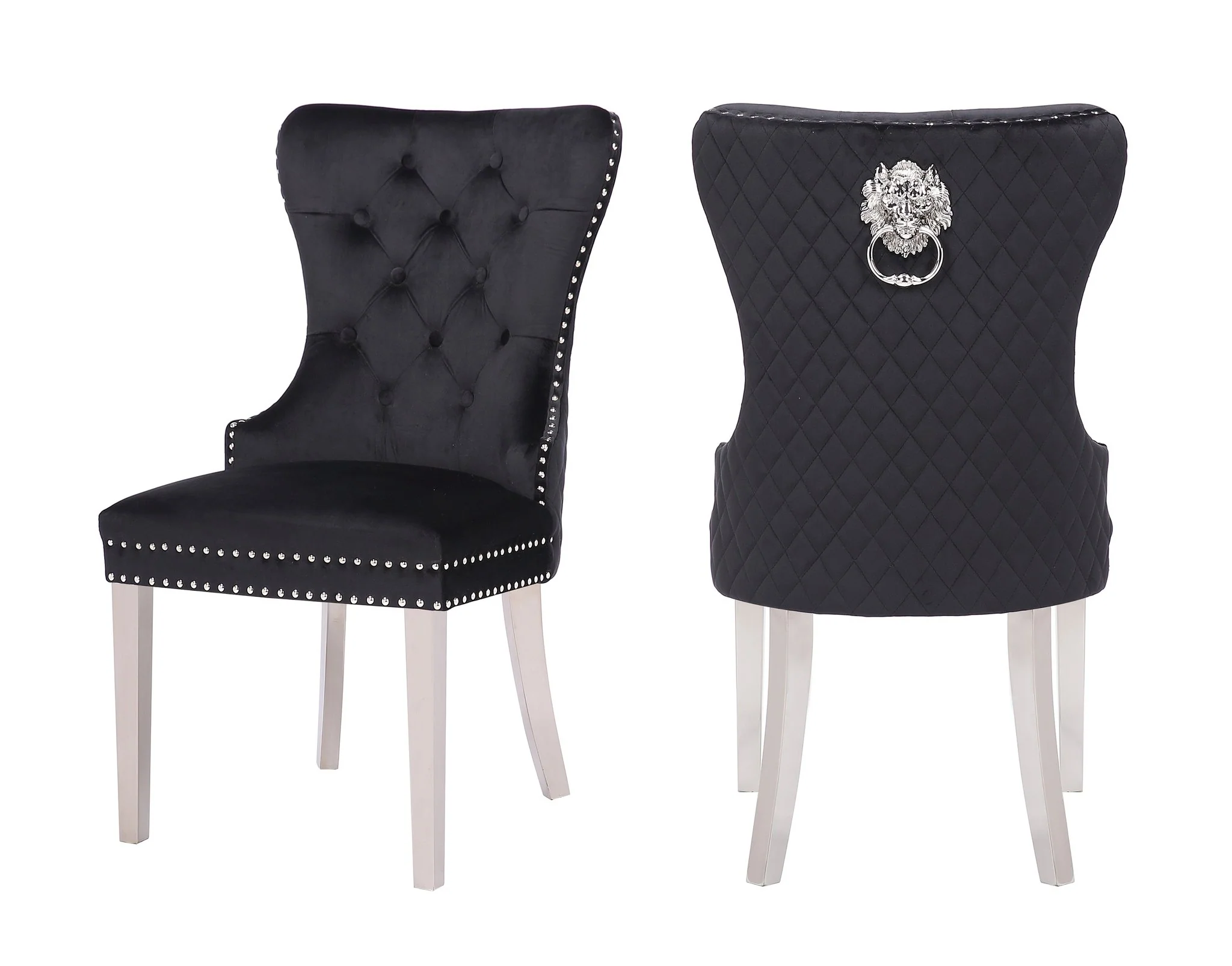 Simba Stainless Steel Legs Chair Finish with Velvet Fabric in Black - Image 3