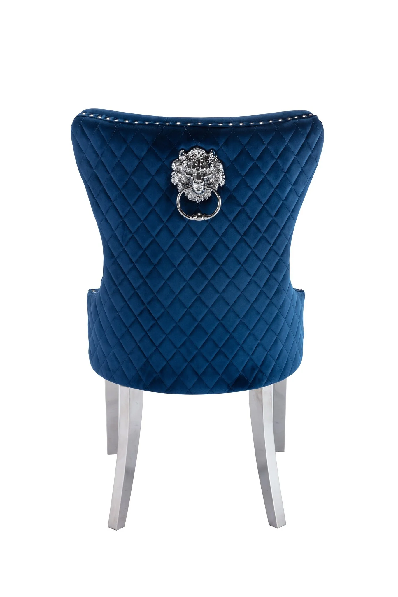 Simba Stainless Steel Legs Chair Finish with Velvet Fabric in Blue - Image 4