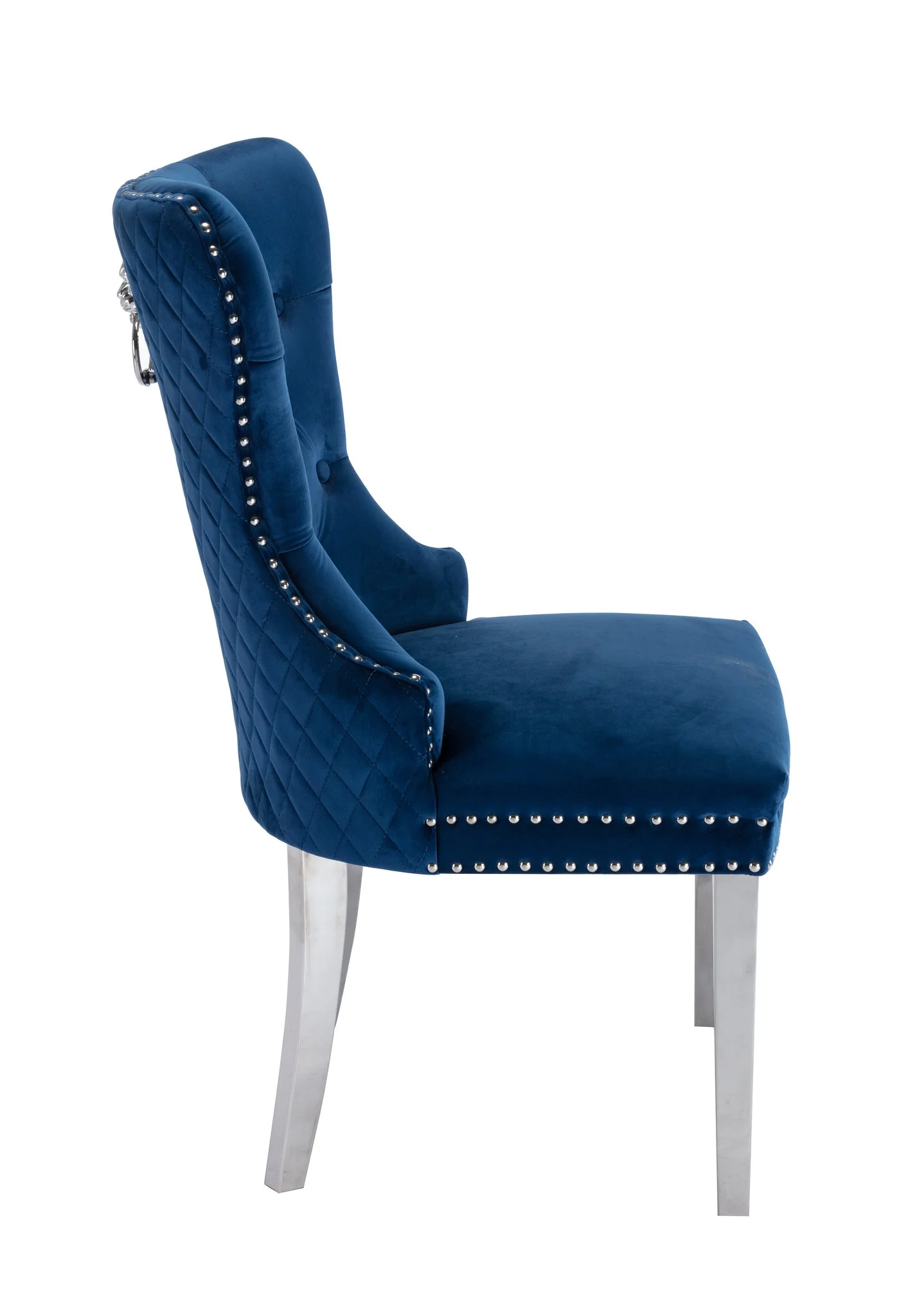 Simba Stainless Steel Legs Chair Finish with Velvet Fabric in Blue - Image 5