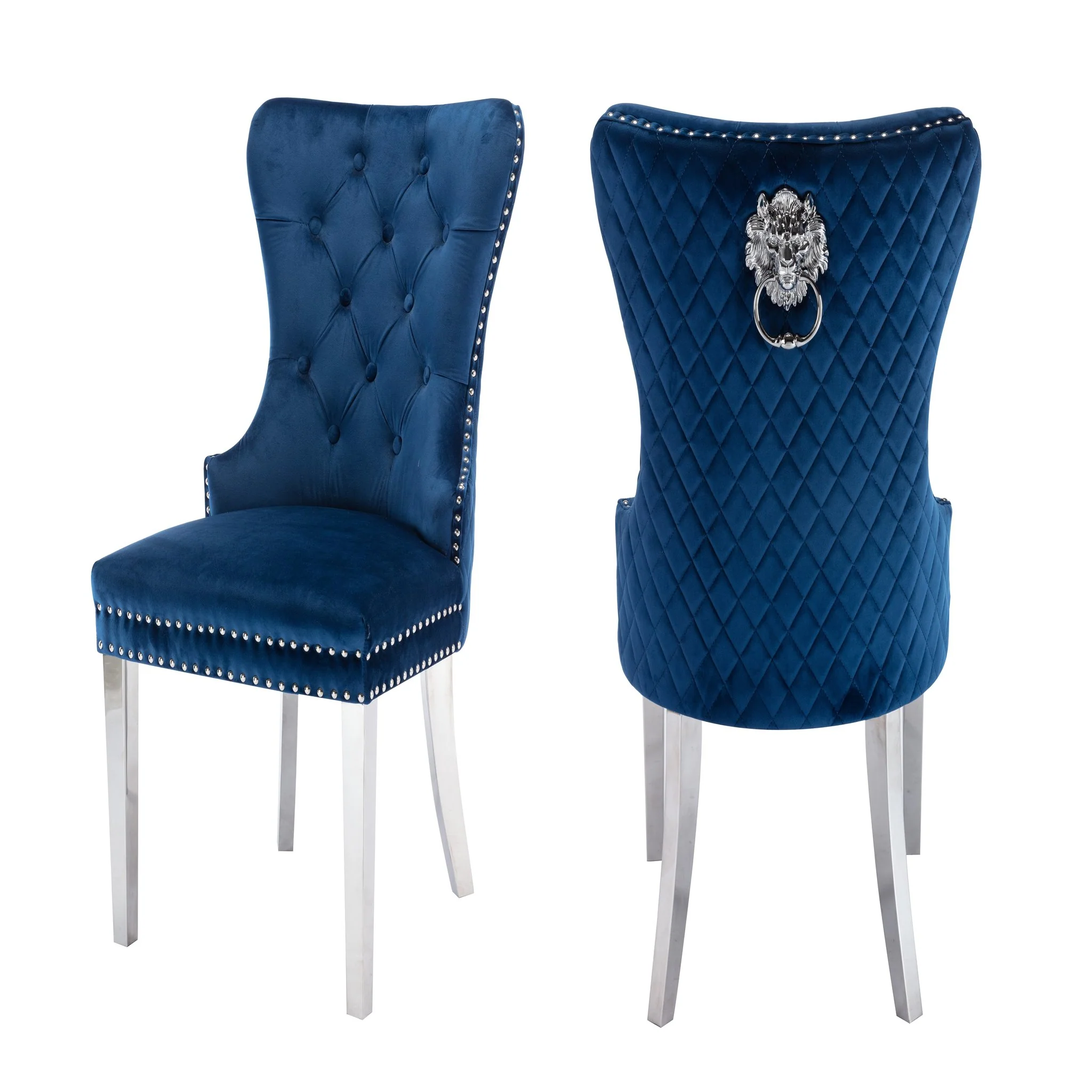 Simba Stainless Steel Legs Chair Finish with Velvet Fabric in Blue - Image 9