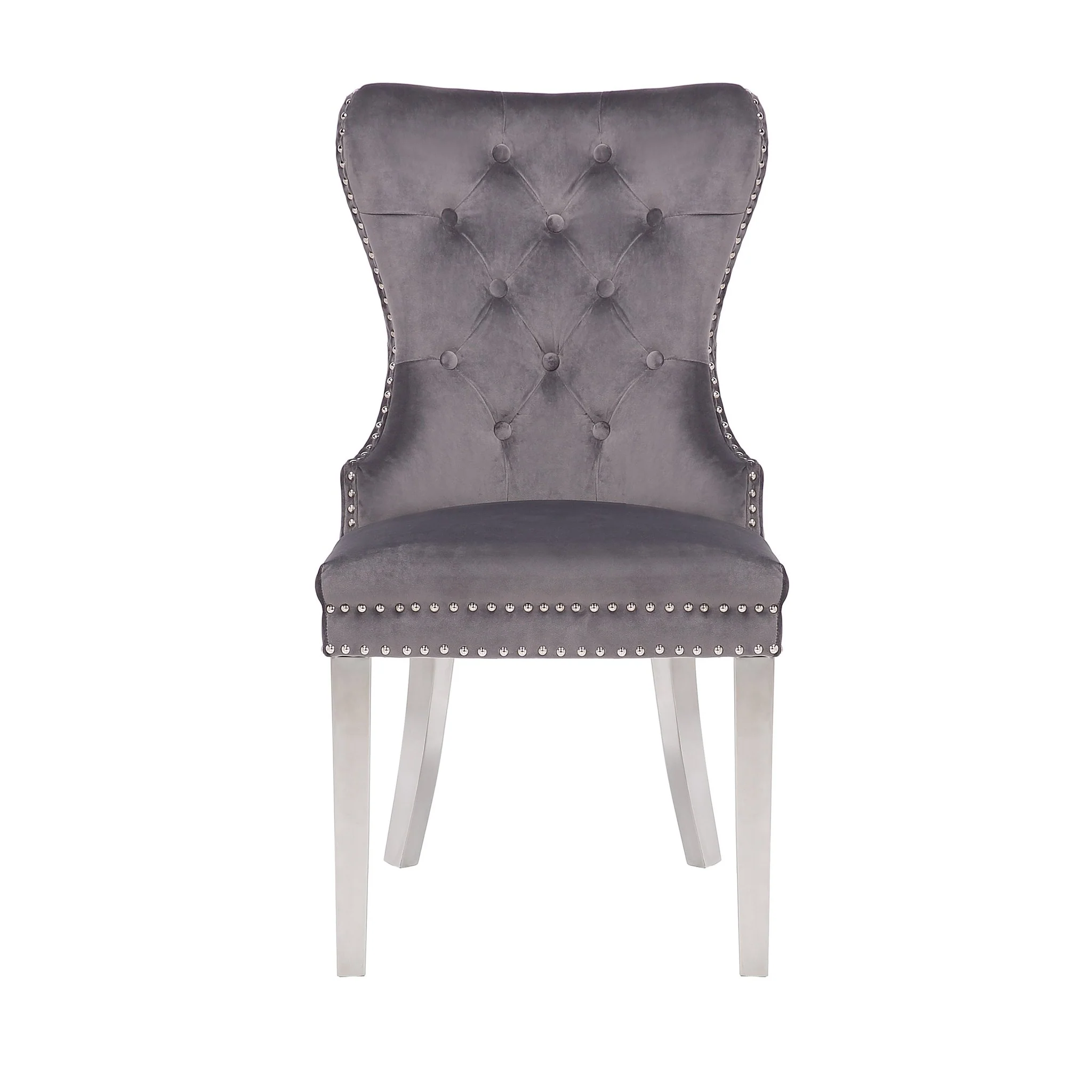 Simba Stainless Steel Legs Chair Finish with Velvet Fabric in Dark Gray - Image 3