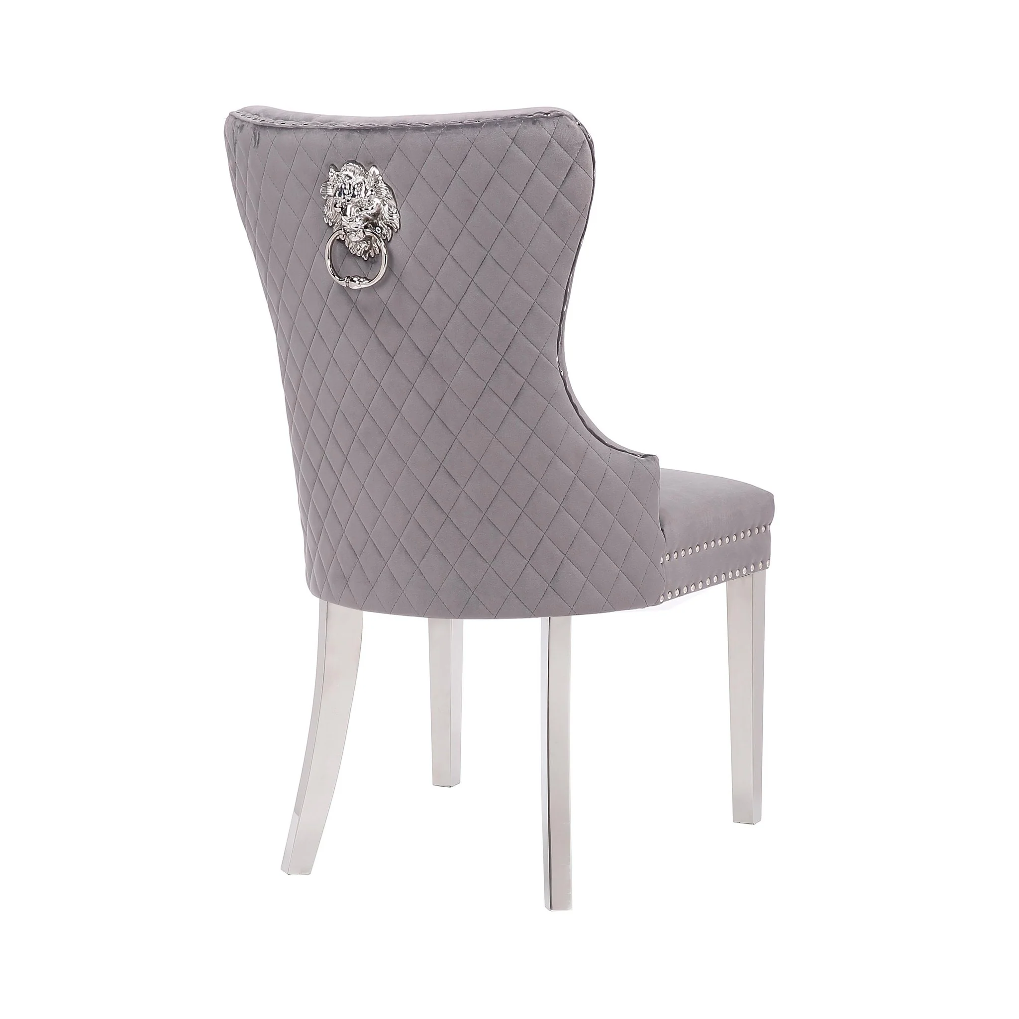 Simba Stainless Steel Legs Chair Finish with Velvet Fabric in Dark Gray - Image 4