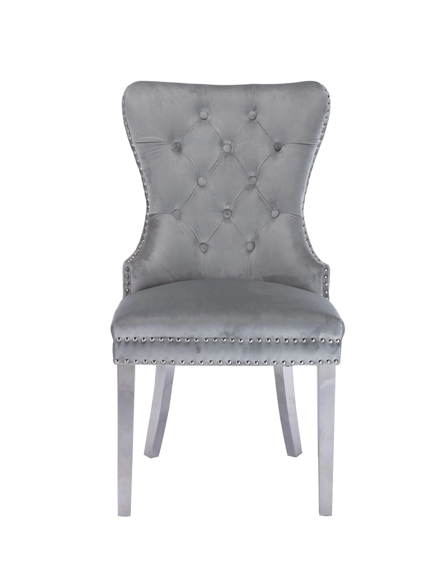 Simba Stainless Steel Legs Chair Finish with Velvet Fabric in  Light Gray - Image 3