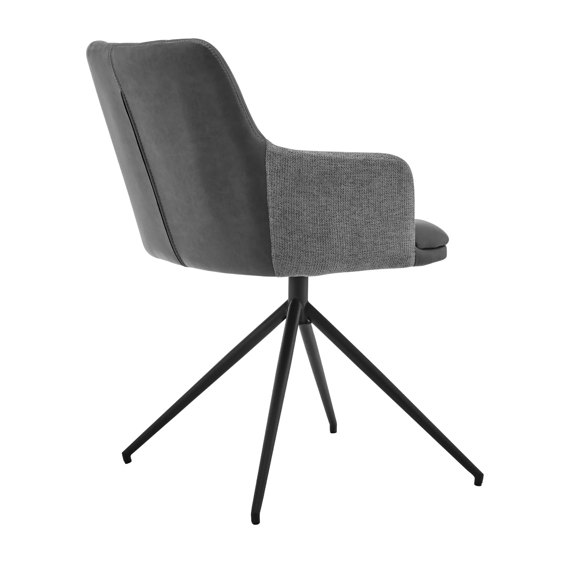 Simone Modern Faux Leather and Fabric Metal Swivel Dining Room Chairs - Set of 2 - Image 3