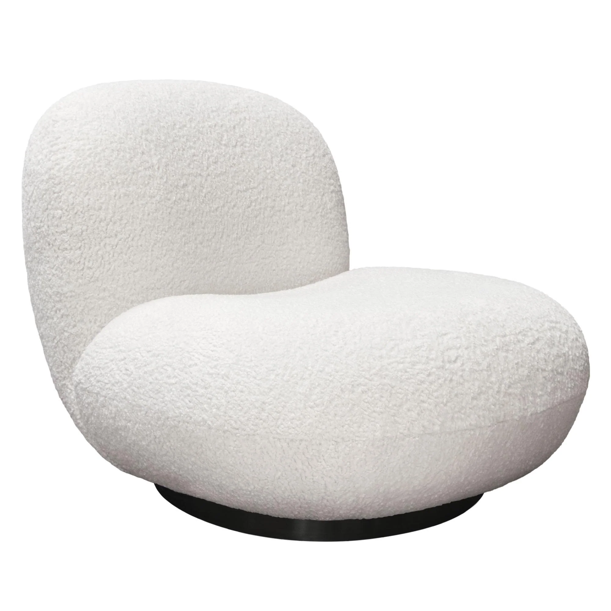 Simone Swivel Accent Chair in White Faux Sheepskin Fabric by Diamond Sofa - Image 3