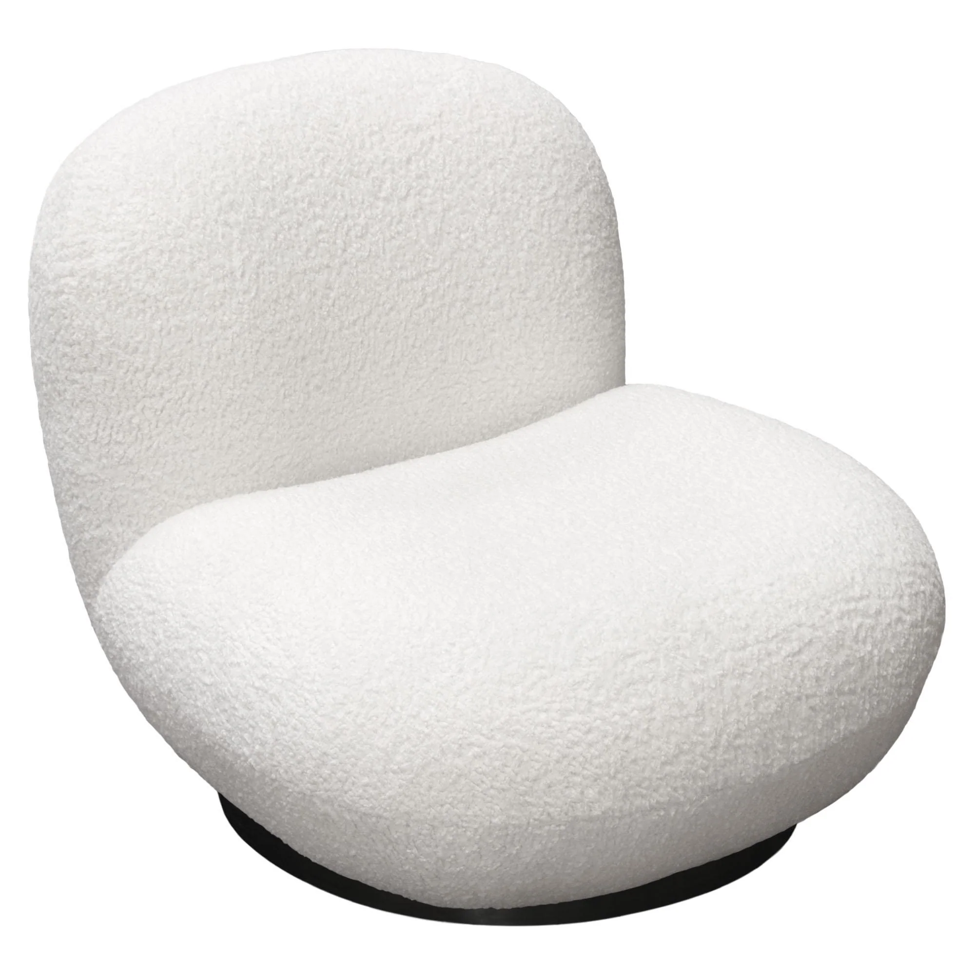 Simone Swivel Accent Chair in White Faux Sheepskin Fabric by Diamond Sofa - Image 4