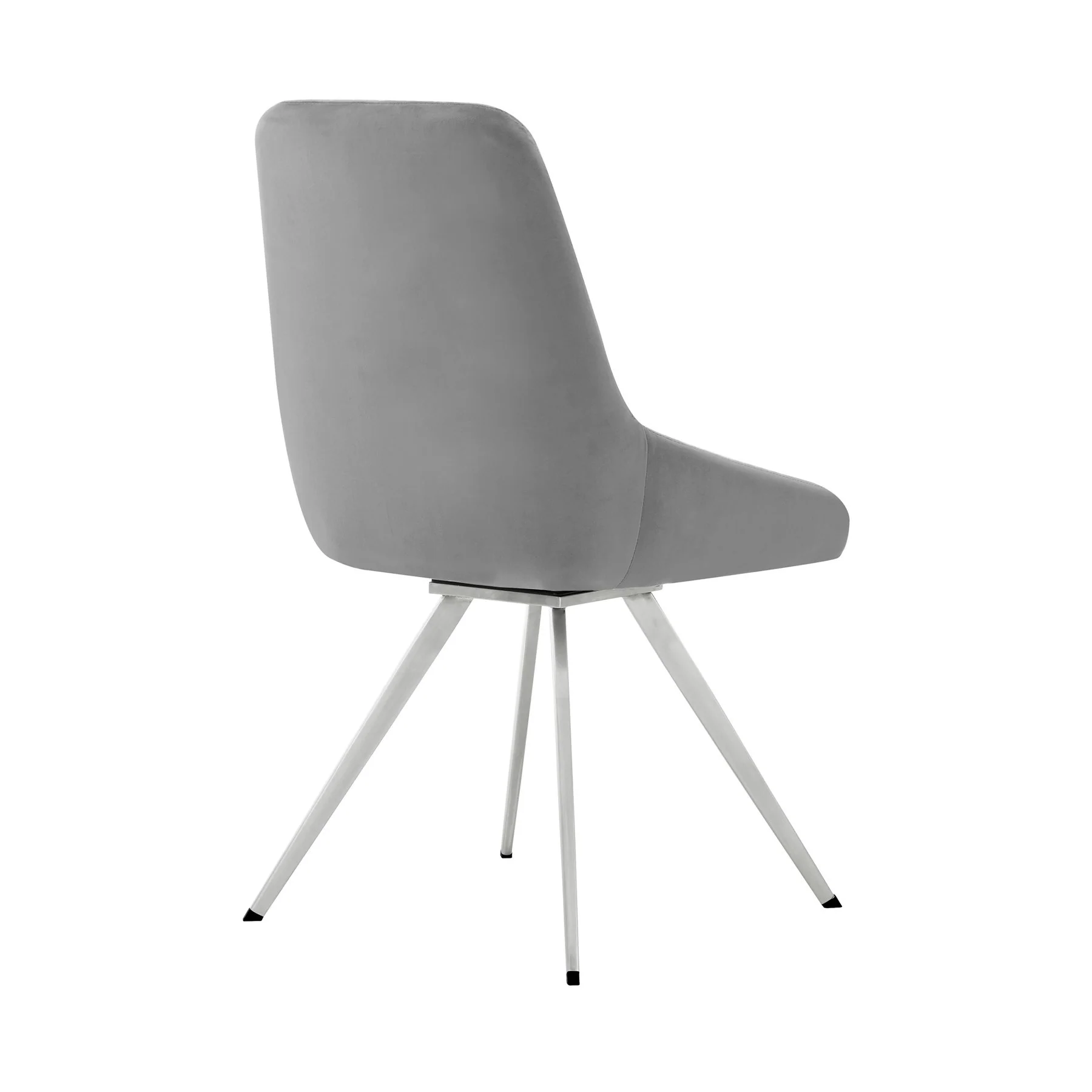 Skye Swivel Gray Velvet and Brushed Stainless Steel Dining Room Chairs - Set of 2 - Image 3