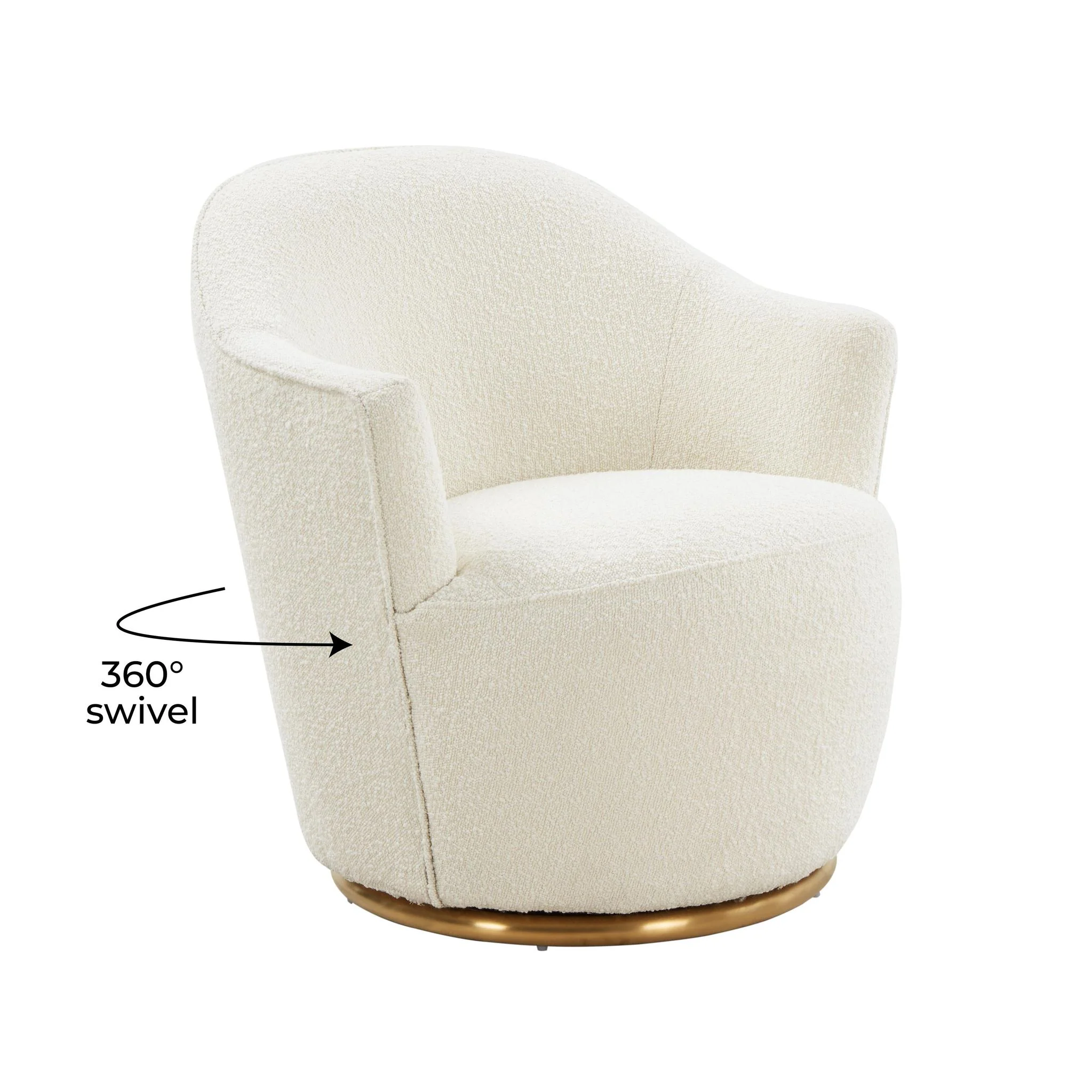 Skyla Cream Boucle Swivel Chair - Image 7
