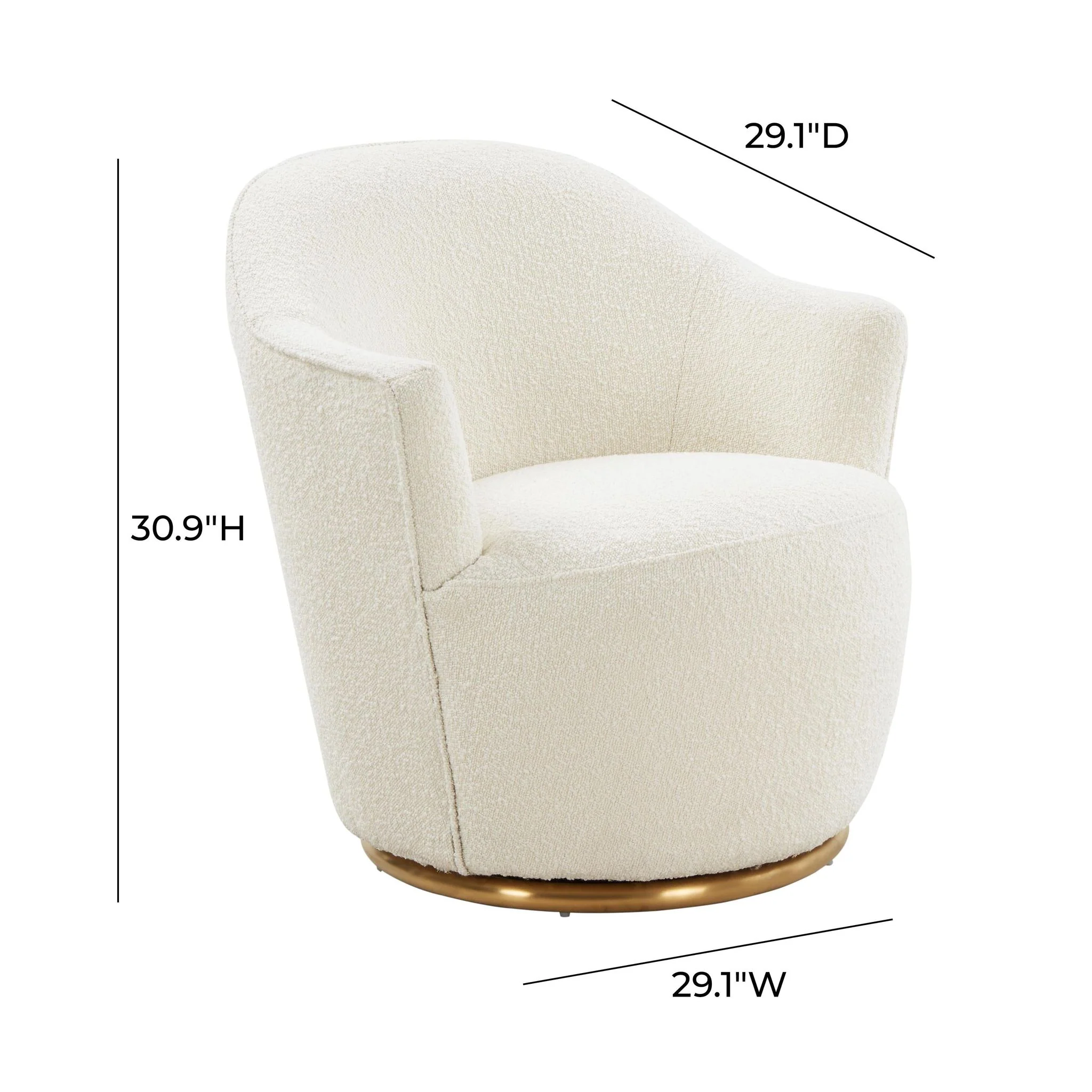Skyla Cream Boucle Swivel Chair - Image 8