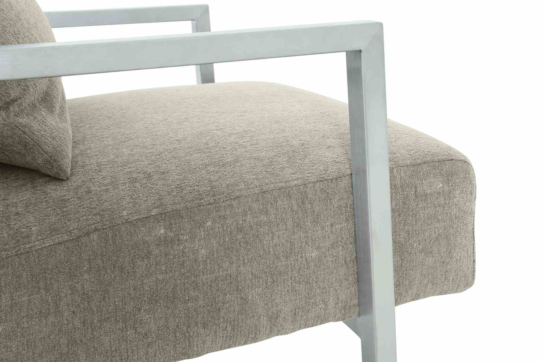 Skyline Modern Accent Chair In Gray Linen and Steel Legs - Image 4
