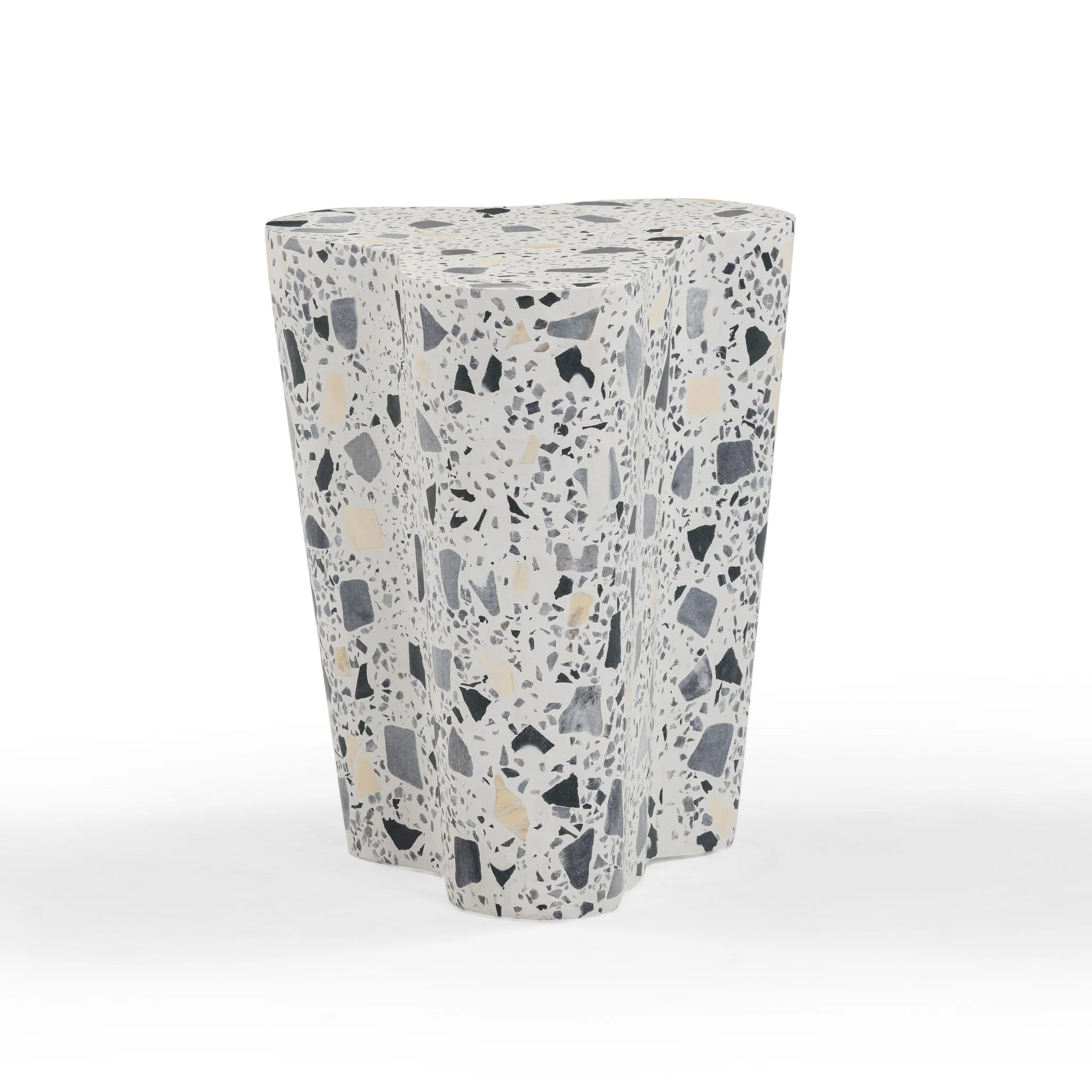 Slab Black & White Riverbed Terrazzo Indoor/Outdoor Side Table - Image 3