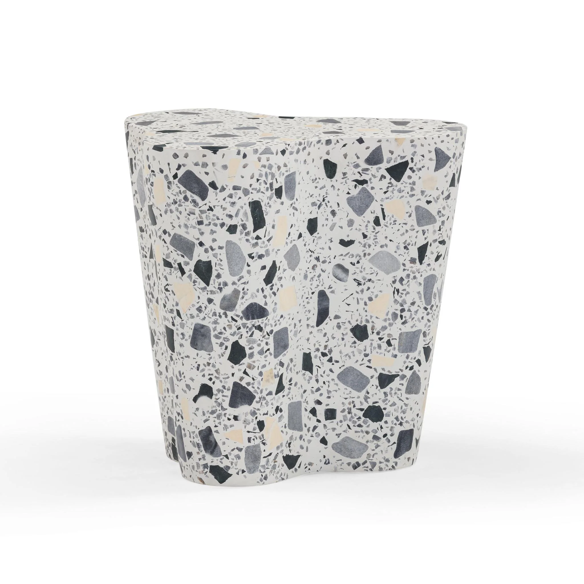 Slab Black & White Riverbed Terrazzo Indoor/Outdoor Side Table - Image 4
